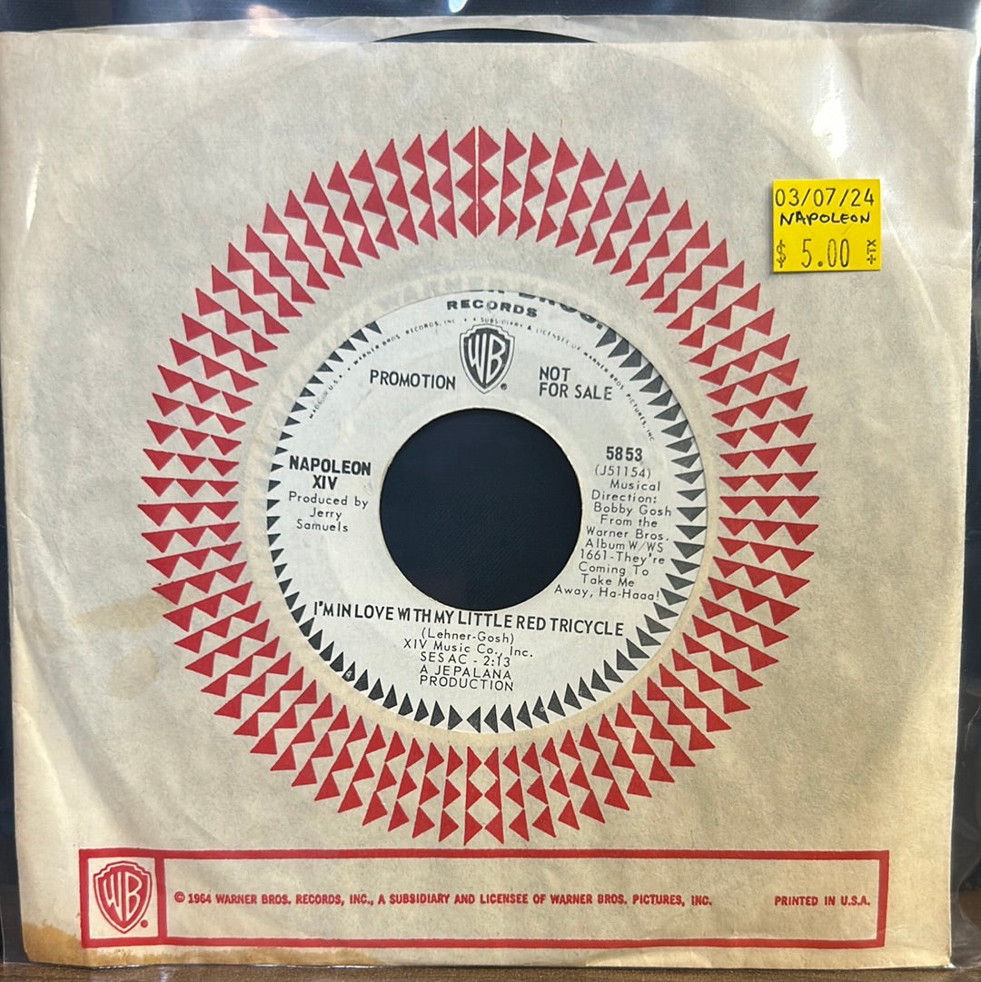 Used Vinyl:  Napoleon XIV ”I'm In Love With My Little Red Tricycle” 7" (Promo)