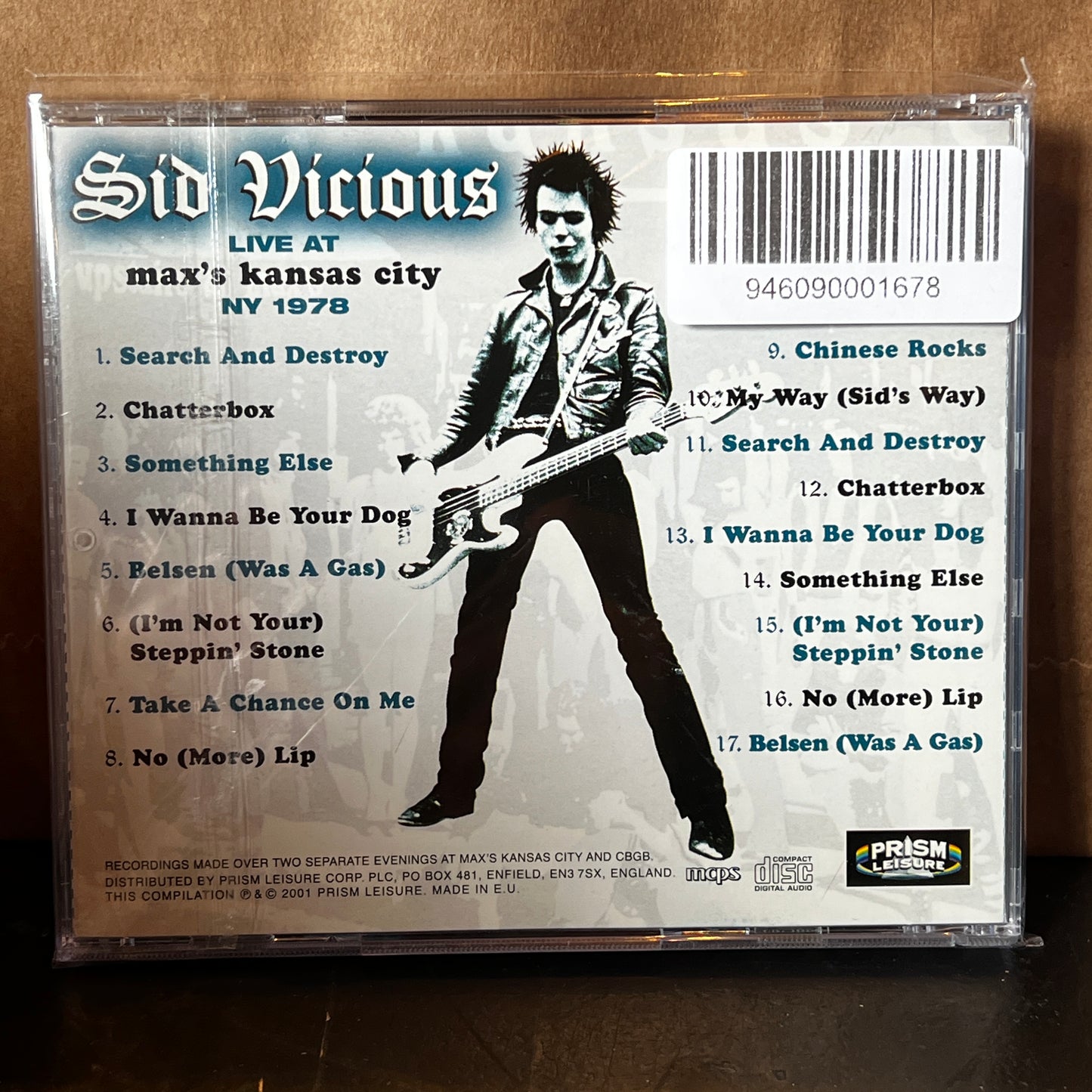 Used CD: Sid Vicious "Live At Max's Kansas City, NY 1978" CD (2001 EU Press)