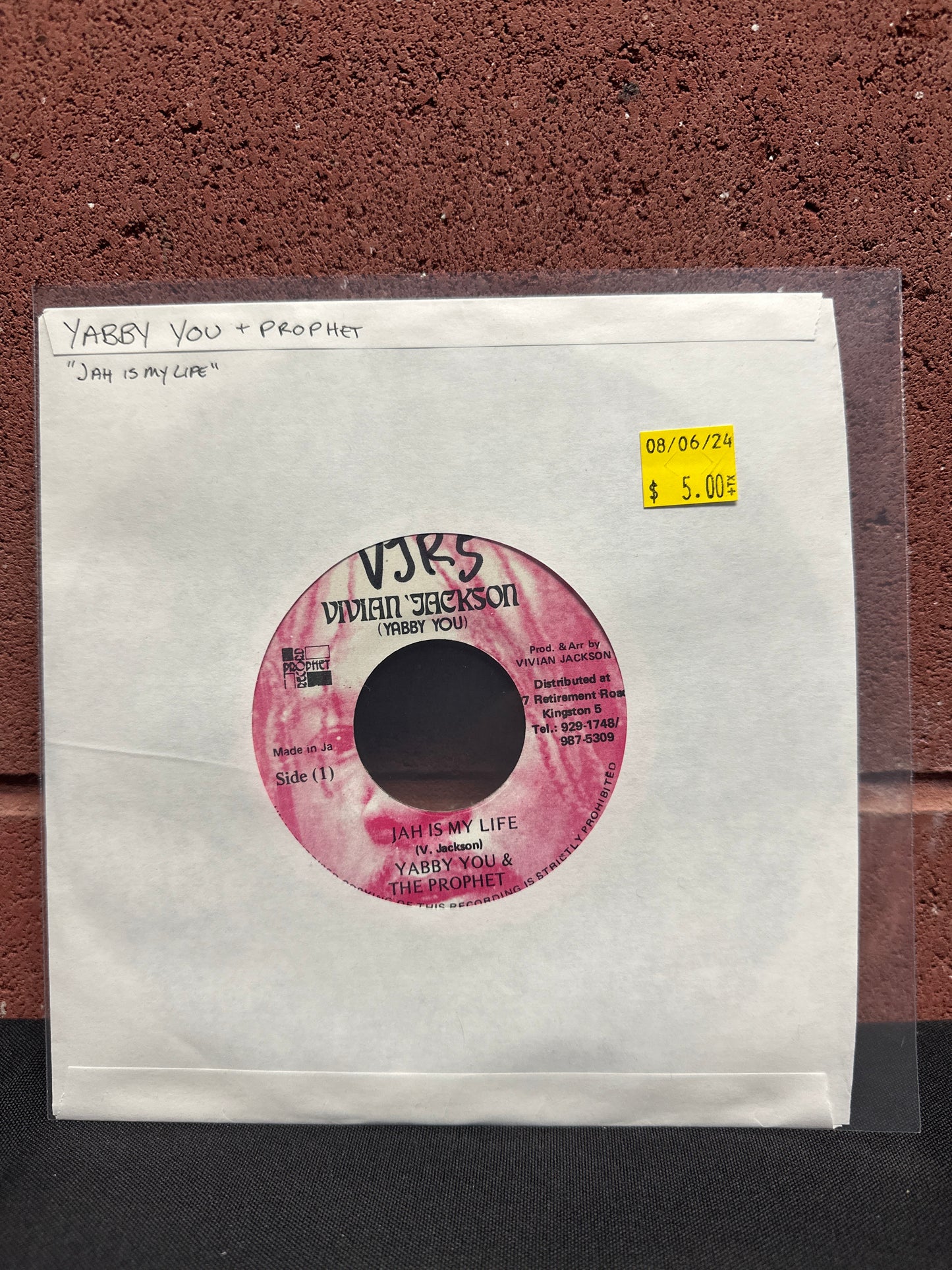 Used Vinyl:  Yabby You & The Prophets ”Jah Is My Life” 7"