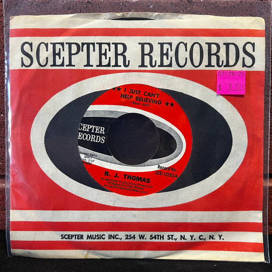 Used Vinyl: B.J. Thomas "I Just Can't Help Believing" 7"
