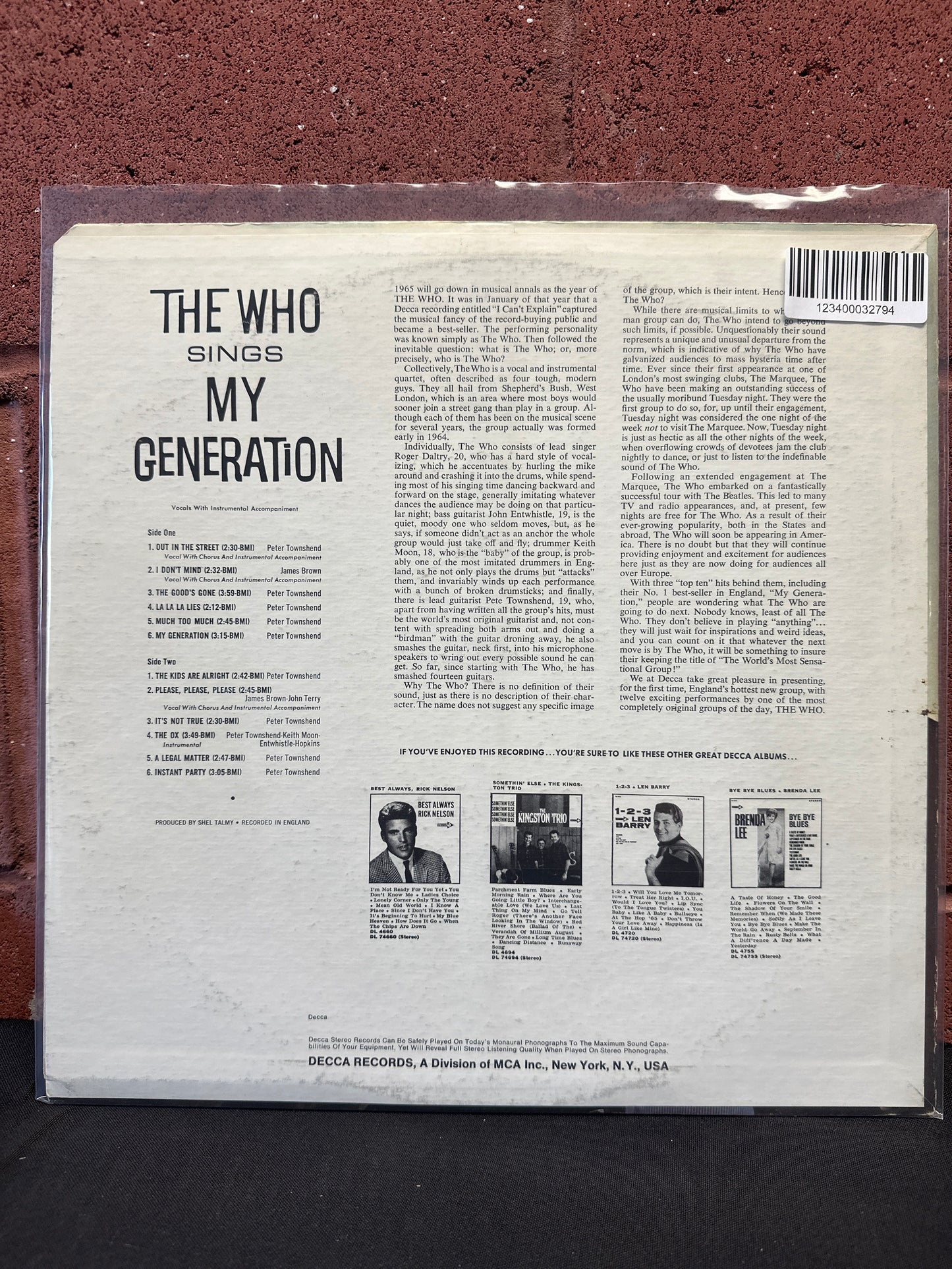 Used Vinyl:  The Who ”The Who Sings My Generation” LP