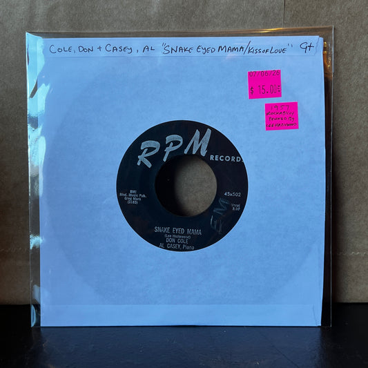 Used Vinyl: Don Cole, Al Casey "Snake Eyed Mama / Kiss of Love" 7"