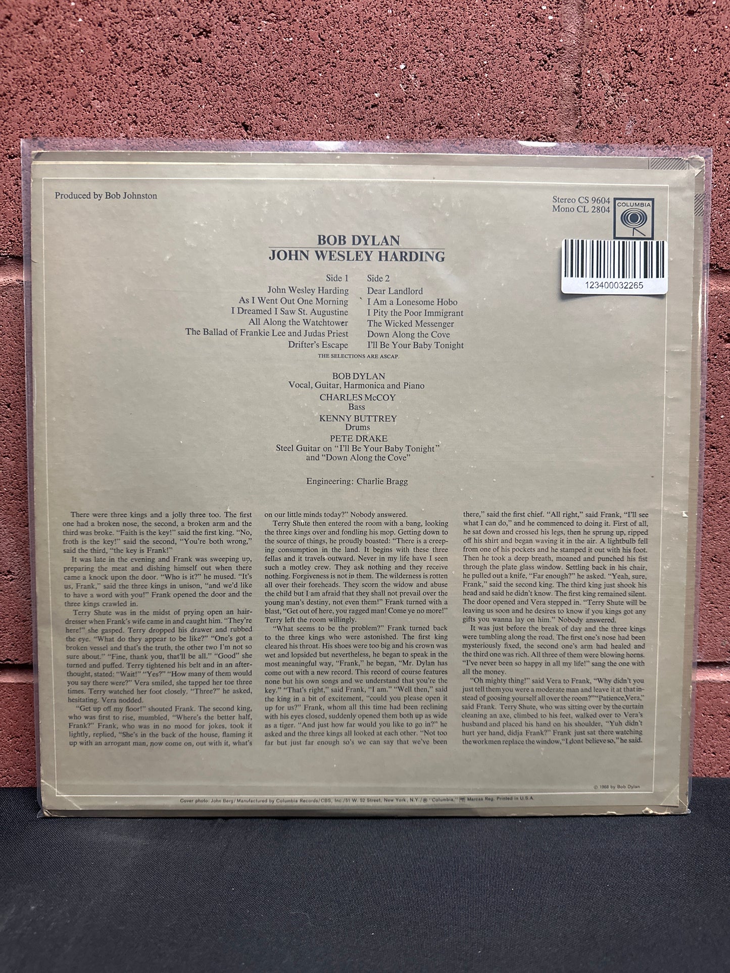 Used Vinyl:  Bob Dylan ”John Wesley Harding” LP