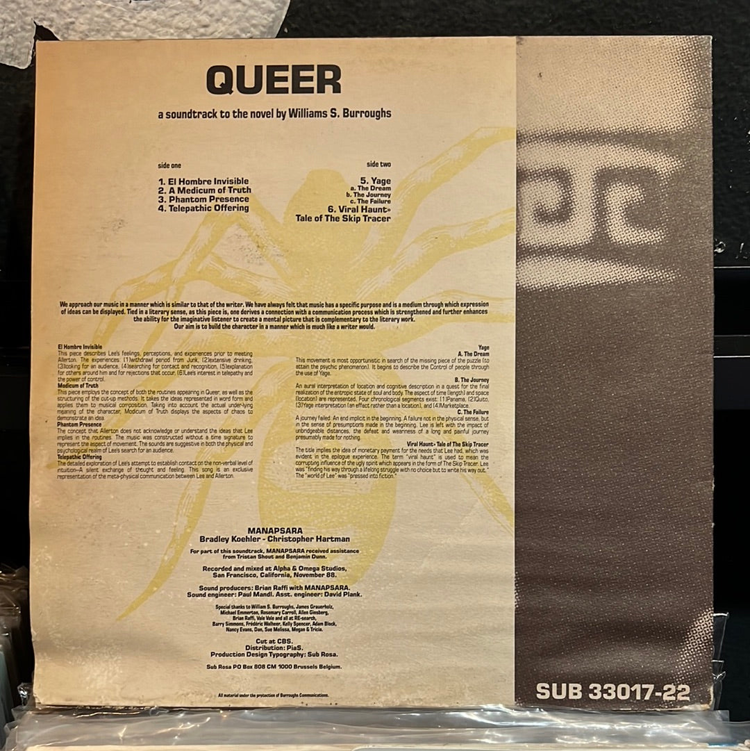 Used Vinyl:  Manapsara ”Queer (A Soundtrack To The Novel By William S. Burroughs)” LP