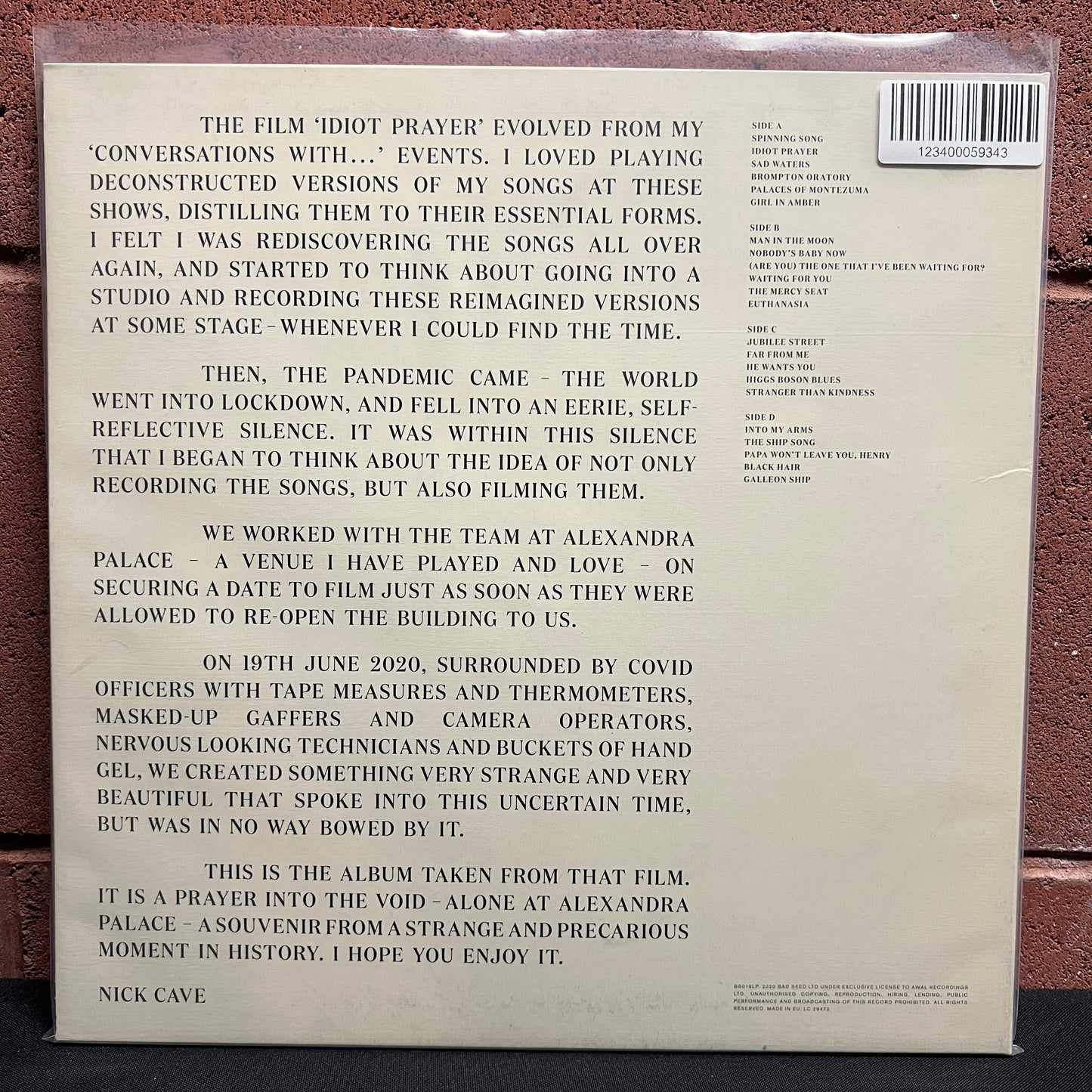 Used Vinyl: Nick Cave "Idiot Prayer (Nick Cave Alone At Alexandra Palace)" 2xLP
