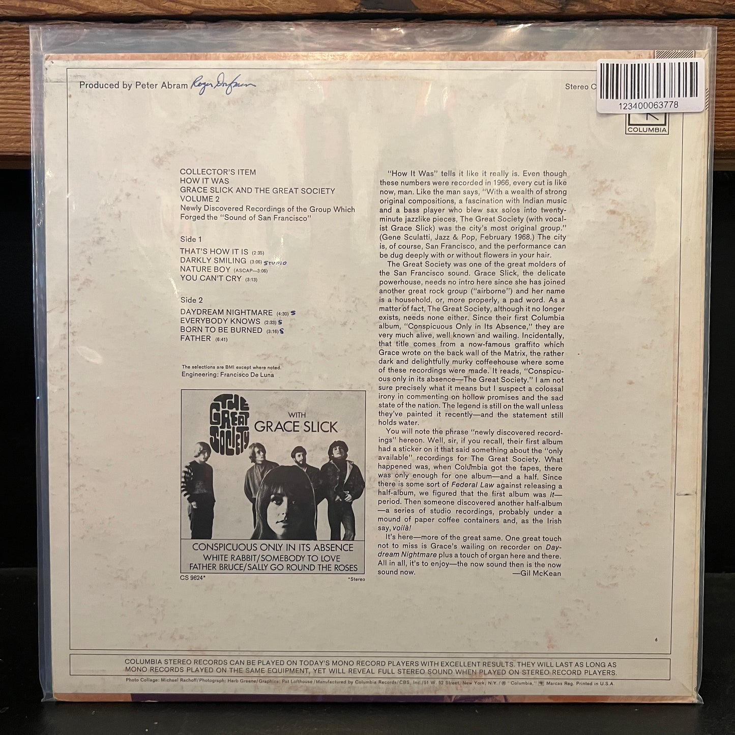 Used Vinyl: Grace Slick And The Great Society ‎"Vol.2 Collector's Item How It Was" LP (1968 Press)