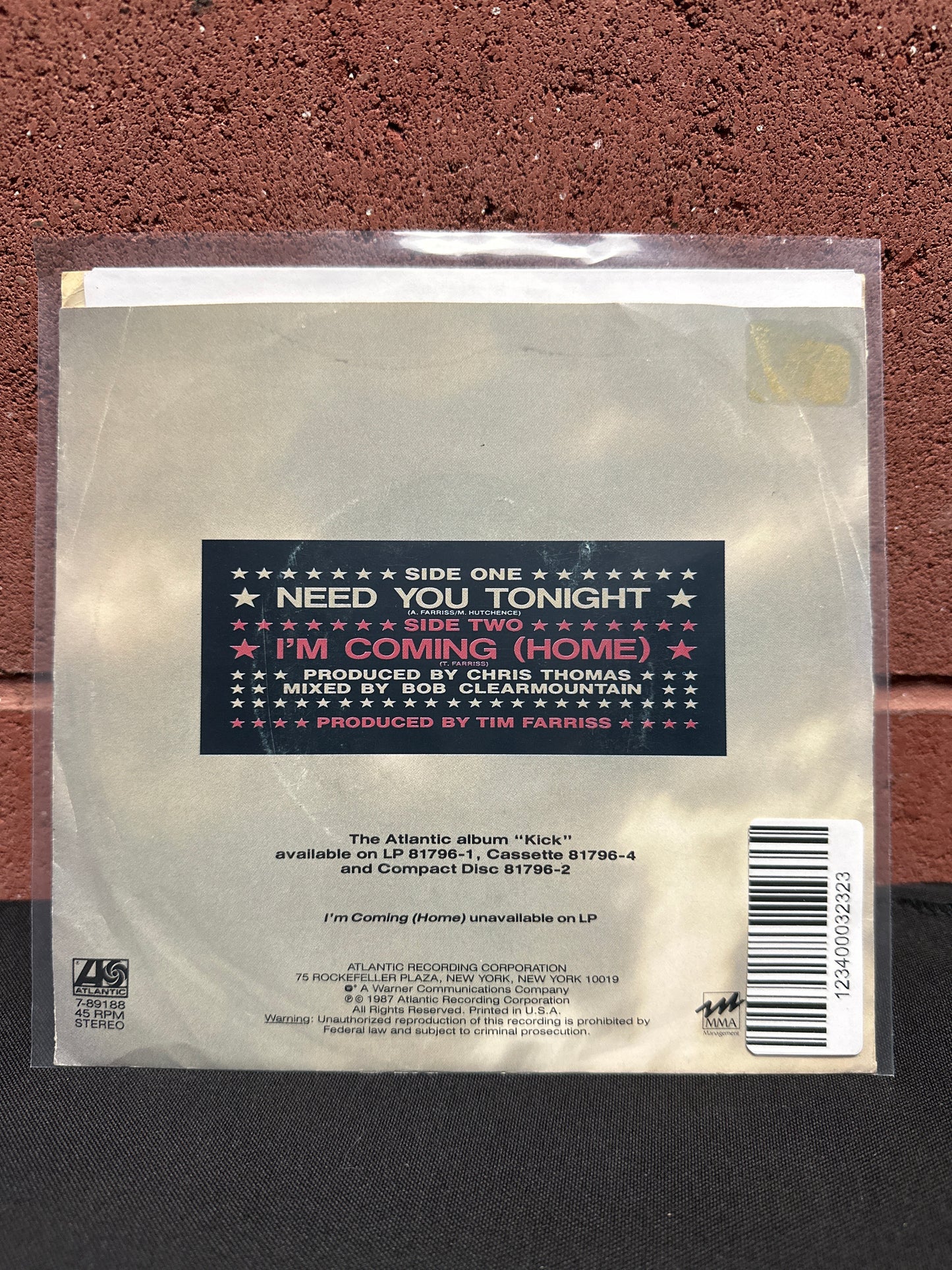 Used Vinyl:  INXS ”Need You Tonight” 7"