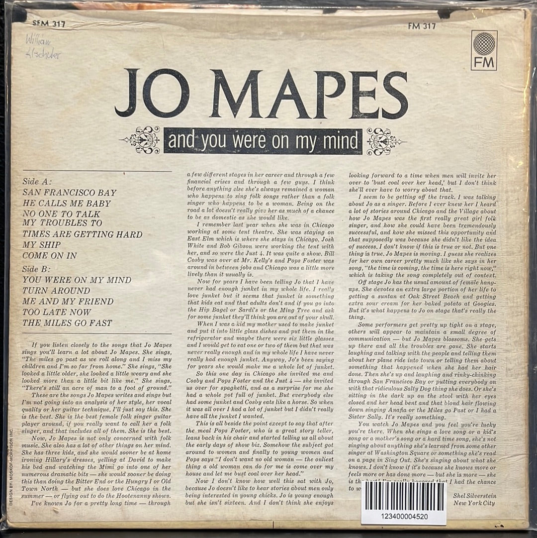 USED VINYL: Jo Mapes “And You Were On My Mind” LP