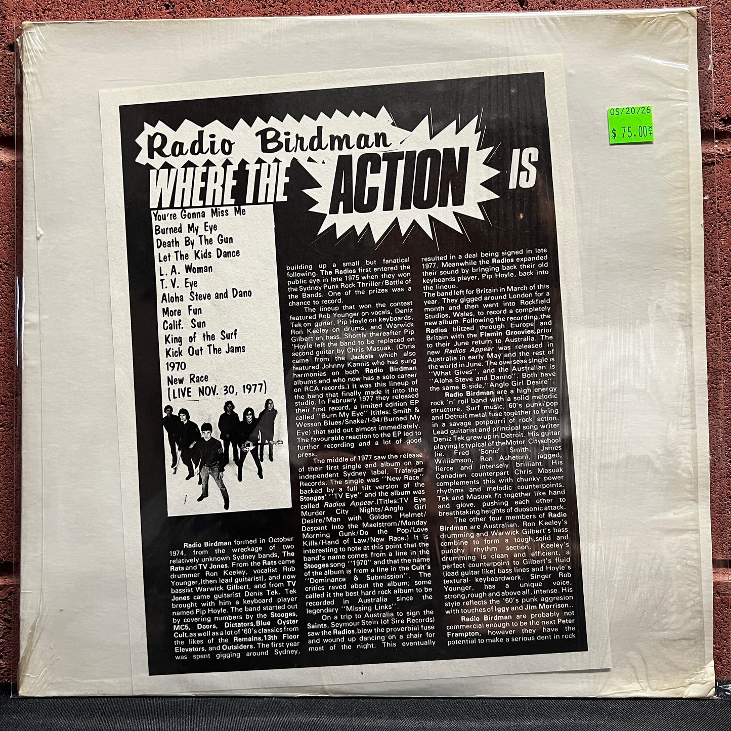 Used Vinyl: Radio Birdman "Where The Action Is (Live Nov 30 1977)" LP (In shrink!)