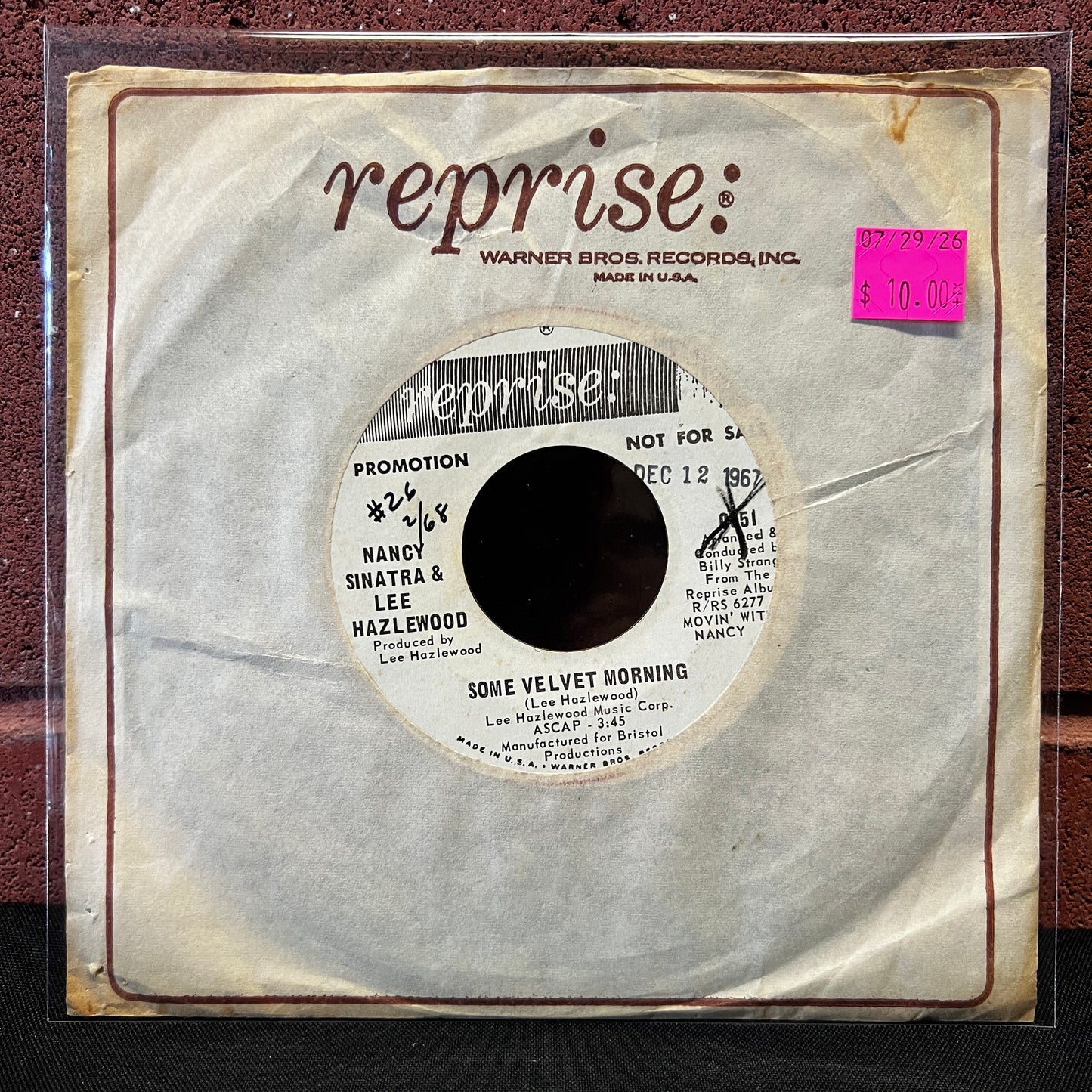 Used Vinyl: Nancy Sinatra and Lee Hazlewood "Some Velvet Morning" 7" (White Label Promo)