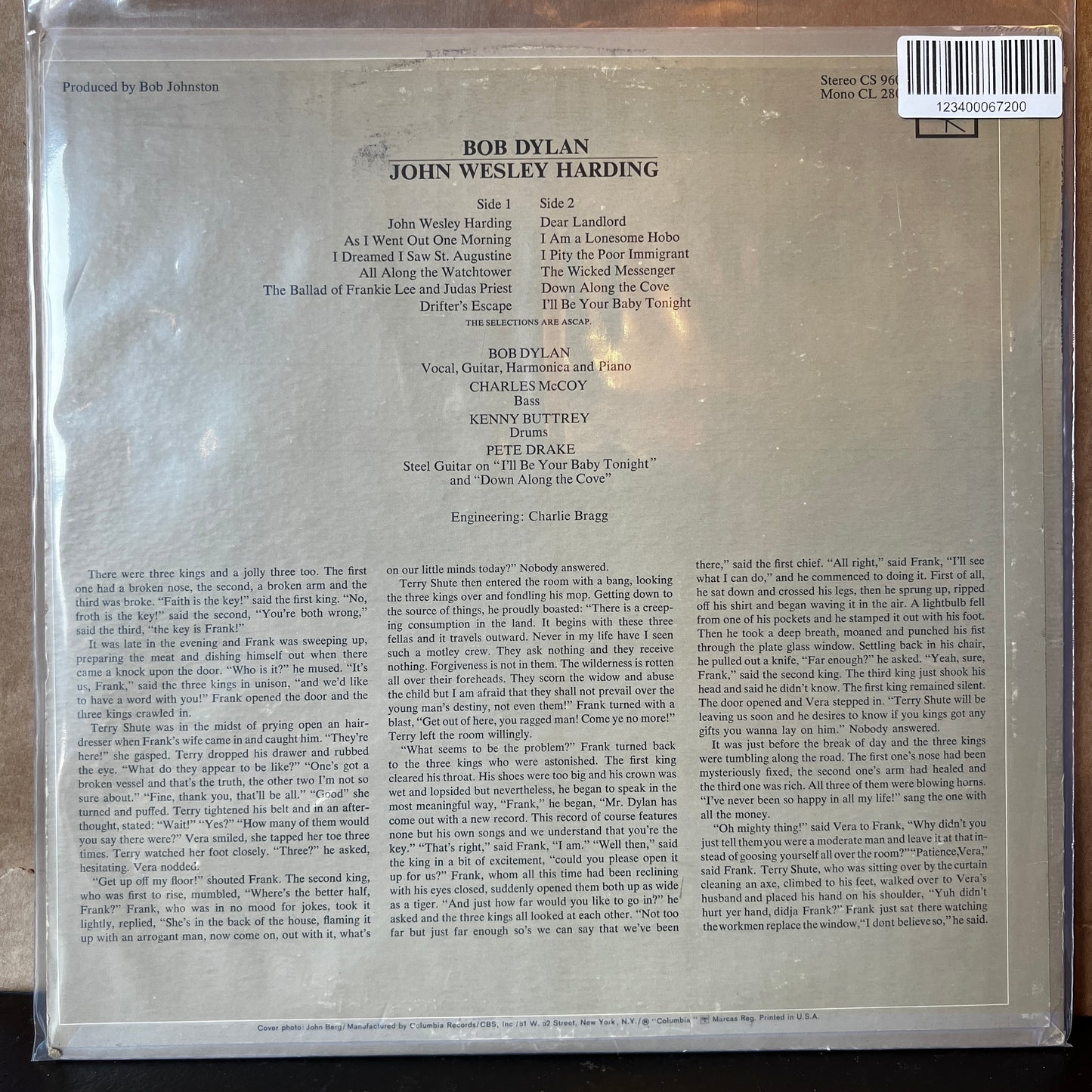 Used Vinyl: Bob Dylan "John Wesley Harding" LP (1968 Press)
