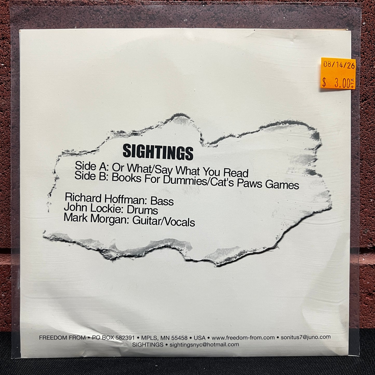 Used Vinyl: Sightings "Untitled" 7"