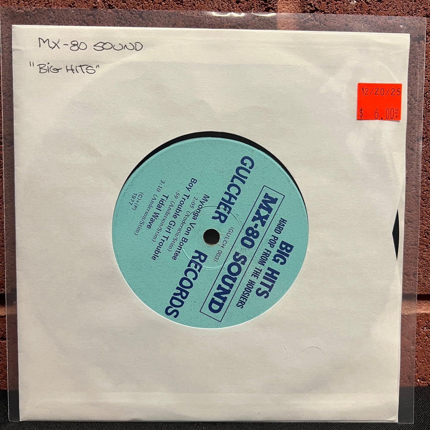 Used Vinyl: MX-80 Sound "Big Hits: Hard Pop From The Hoosiers" 7"