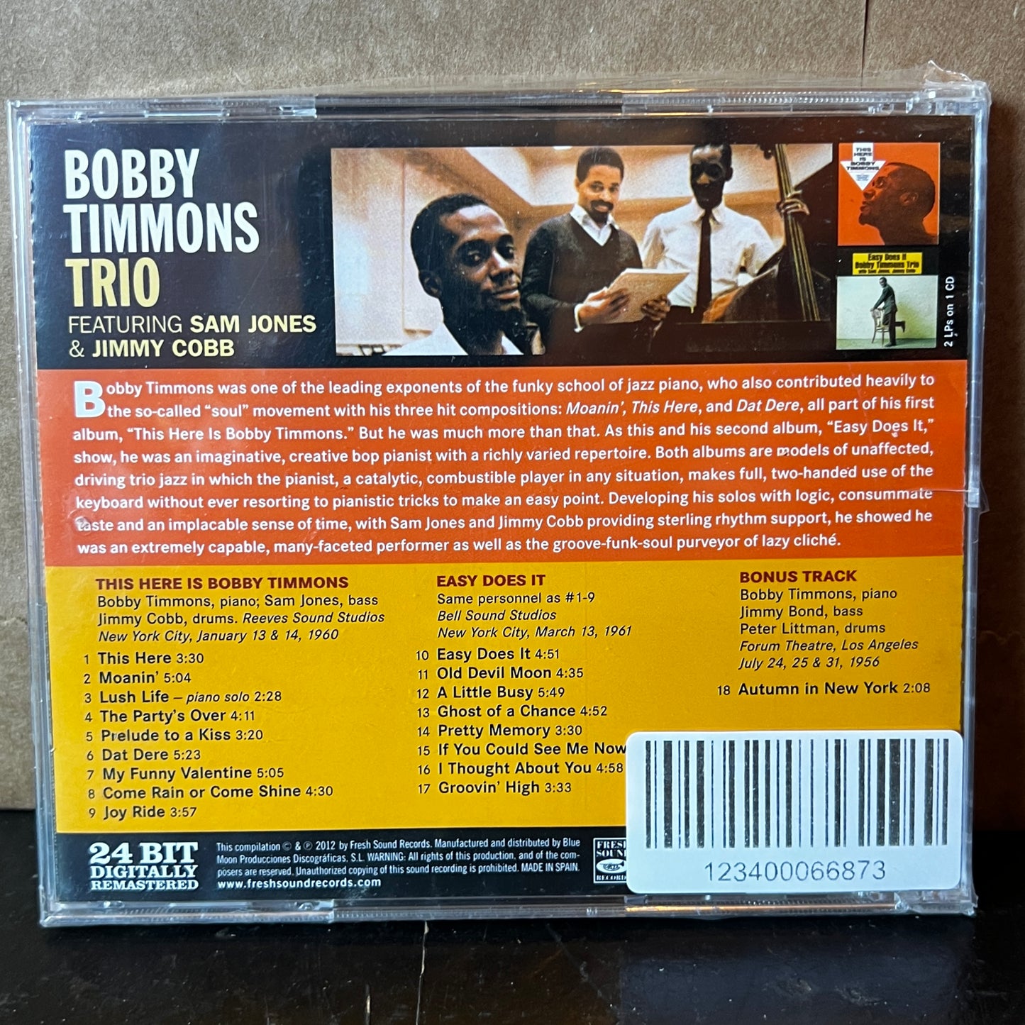 Used CD: The Bobby Timmons Trio "This Here Is Bobby Timmons + Easy Does It" CD (2012 Press)