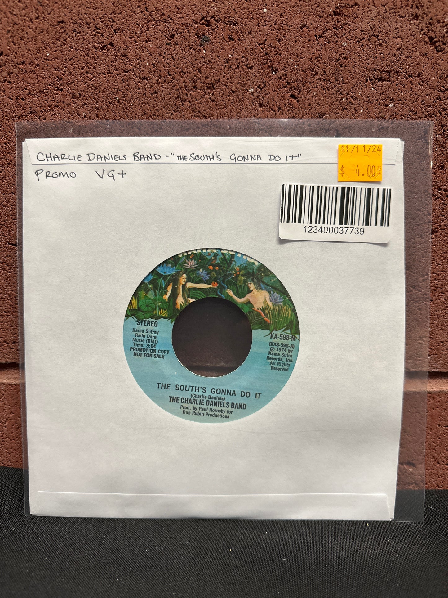 Used Vinyl:  The Charlie Daniels Band ”The South's Gonna Do It” 7" (Promo)