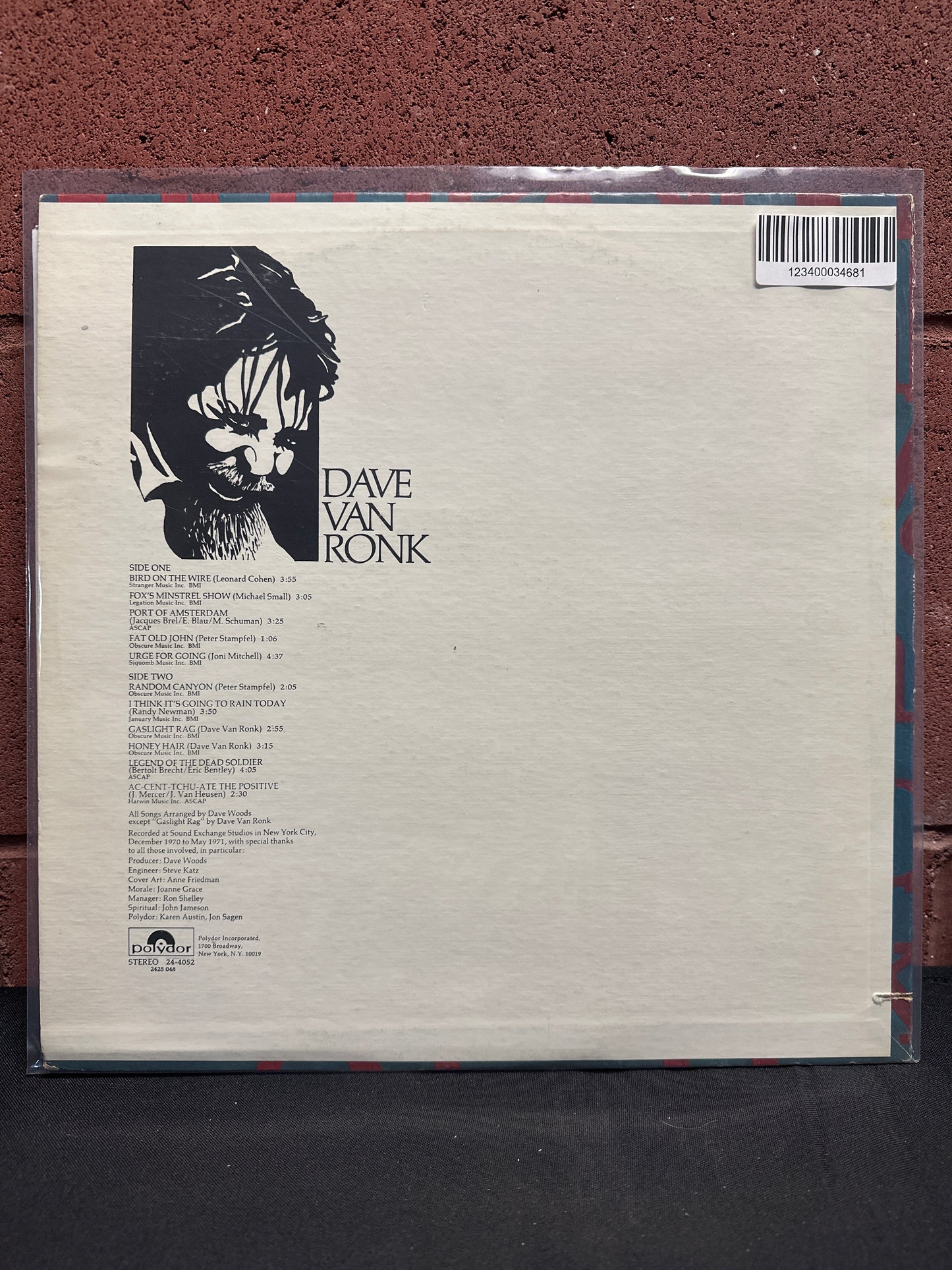 Used Vinyl:  Dave Van Ronk ”Van Ronk” LP