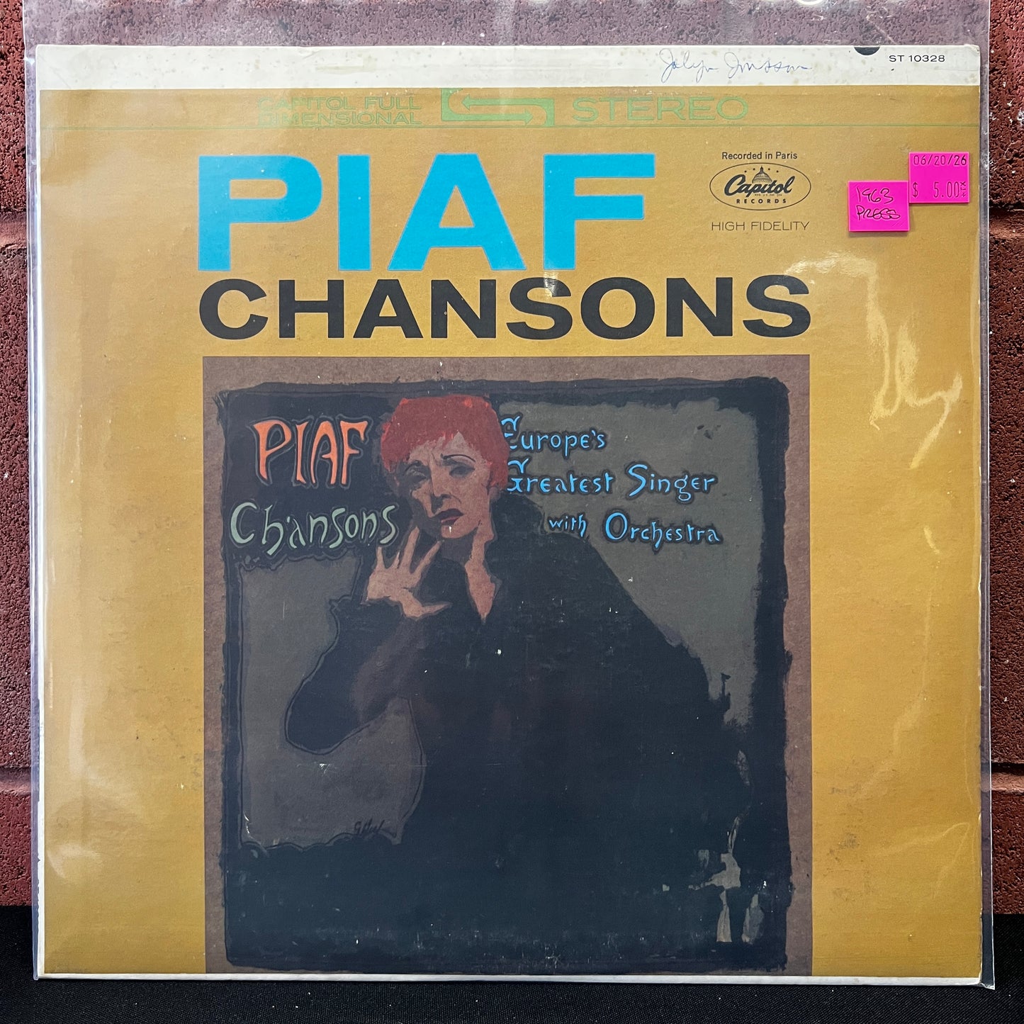 Used Vinyl: Edith Piaf "Chansons" LP (1963 Press)