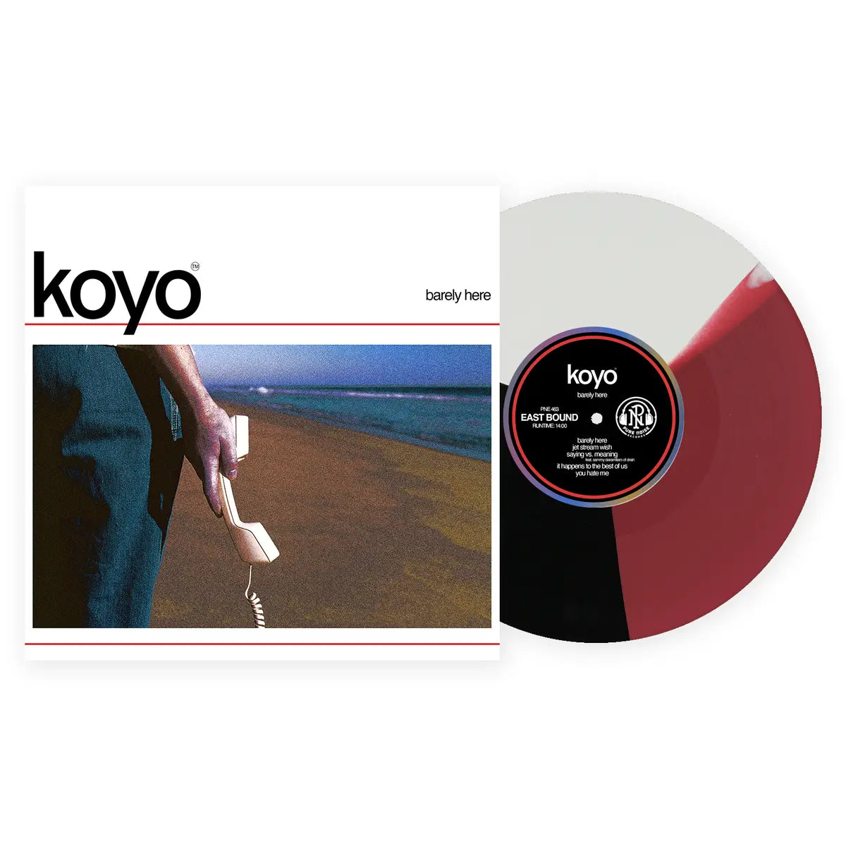 PRE-ORDER: Koyo "Barely Here" LP (Indie Exclusive White/Black/Oxblood Pie Slice Vinyl)