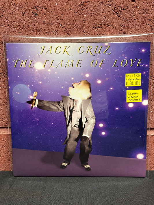 Used Vinyl:  David Lynch Featuring Jack Cruz ”The Flame Of Love” 7" (Clear with black spaltter vinyl)