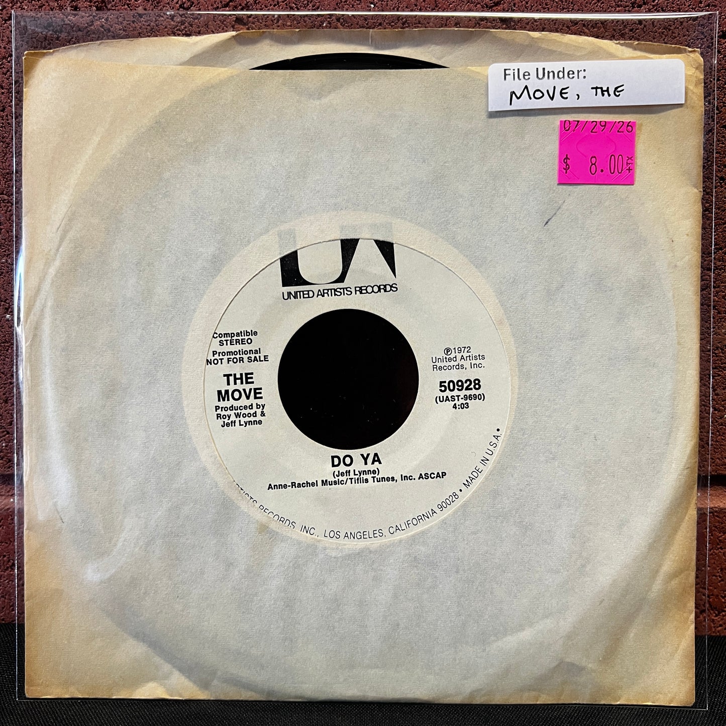 Used Vinyl: The Move "Do Ya / California Man" 7" (White Label Promo)