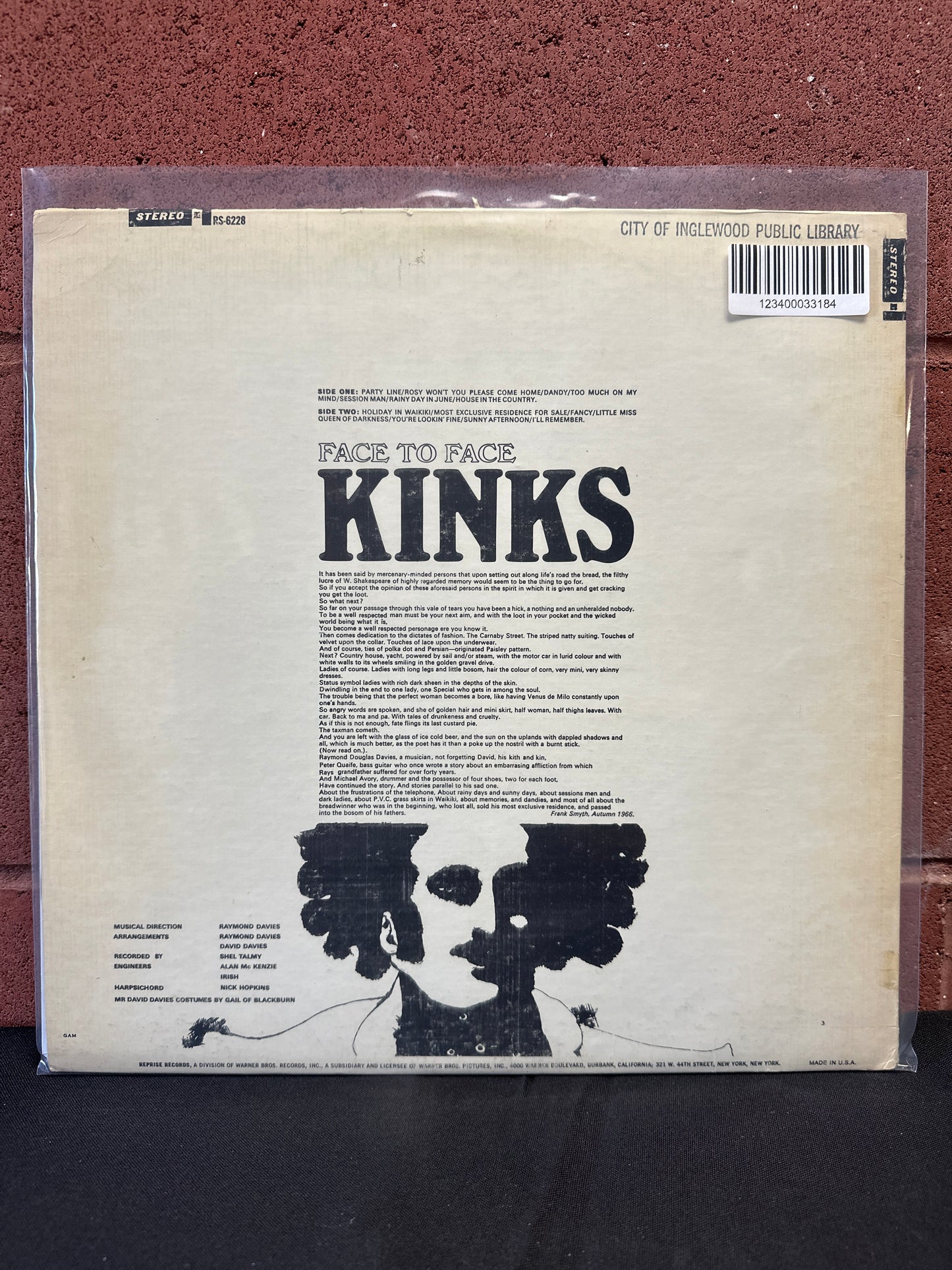 Used Vinyl:  The Kinks ”Face To Face” LP