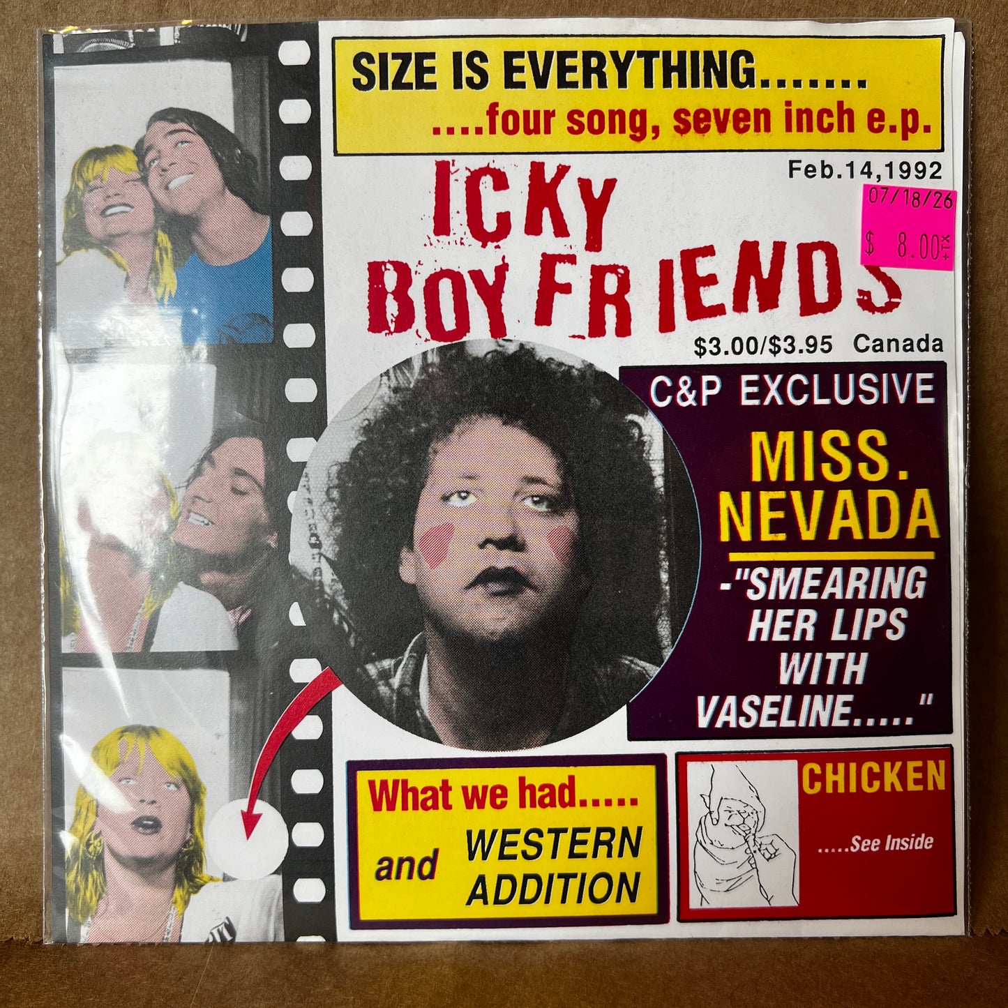 Used Vinyl: Icky Boyfriends "Size Is Everything" 7" (1992 Press)