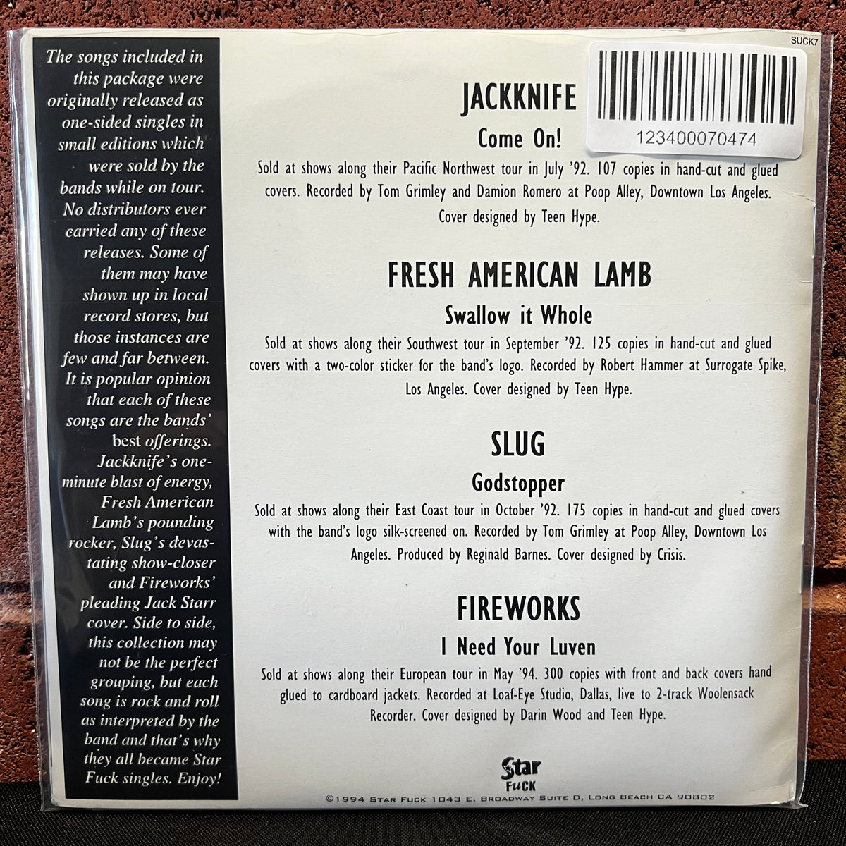 Used Vinyl: V/A - "Star Fuck Presents Tour Singles" 2x7" (1994 Press)