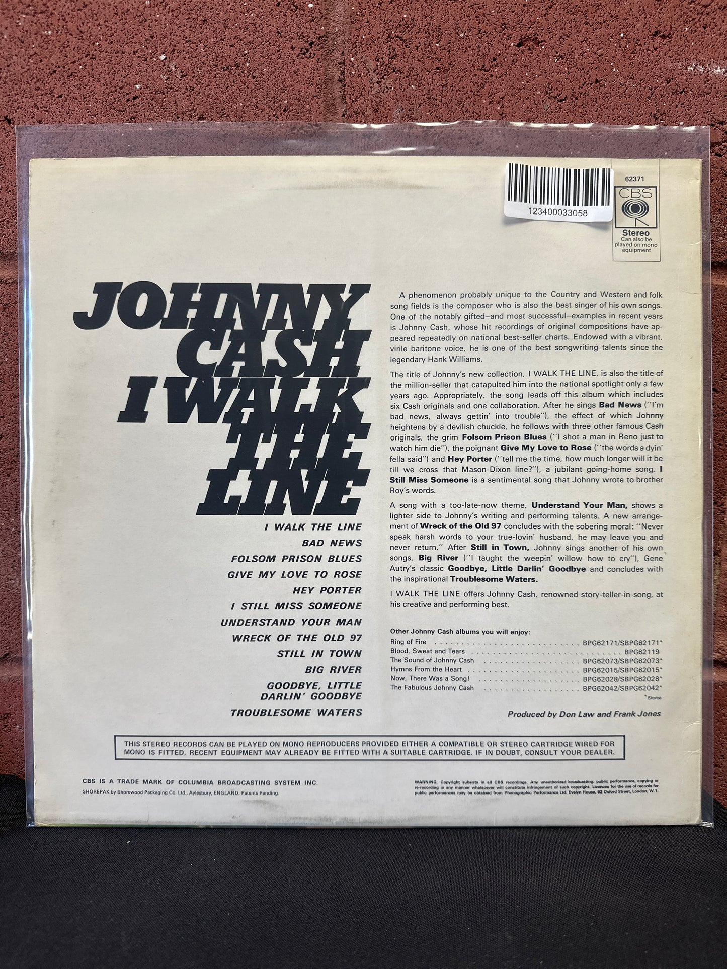 Used Vinyl:  Johnny Cash ”I Walk The Line” LP