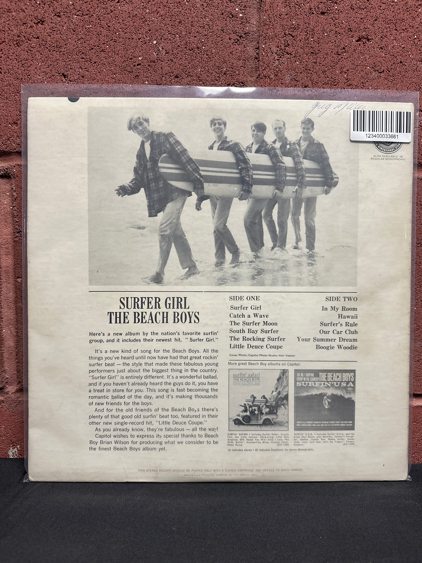 Used Vinyl:  The Beach Boys ”Surfer Girl” LP