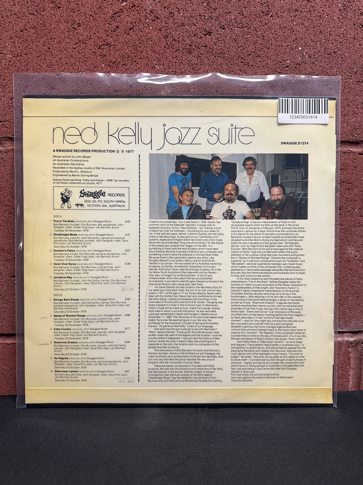 Used Vinyl:  Bob Barnard And Friends ”Ned Kelly Jazz Suite” LP