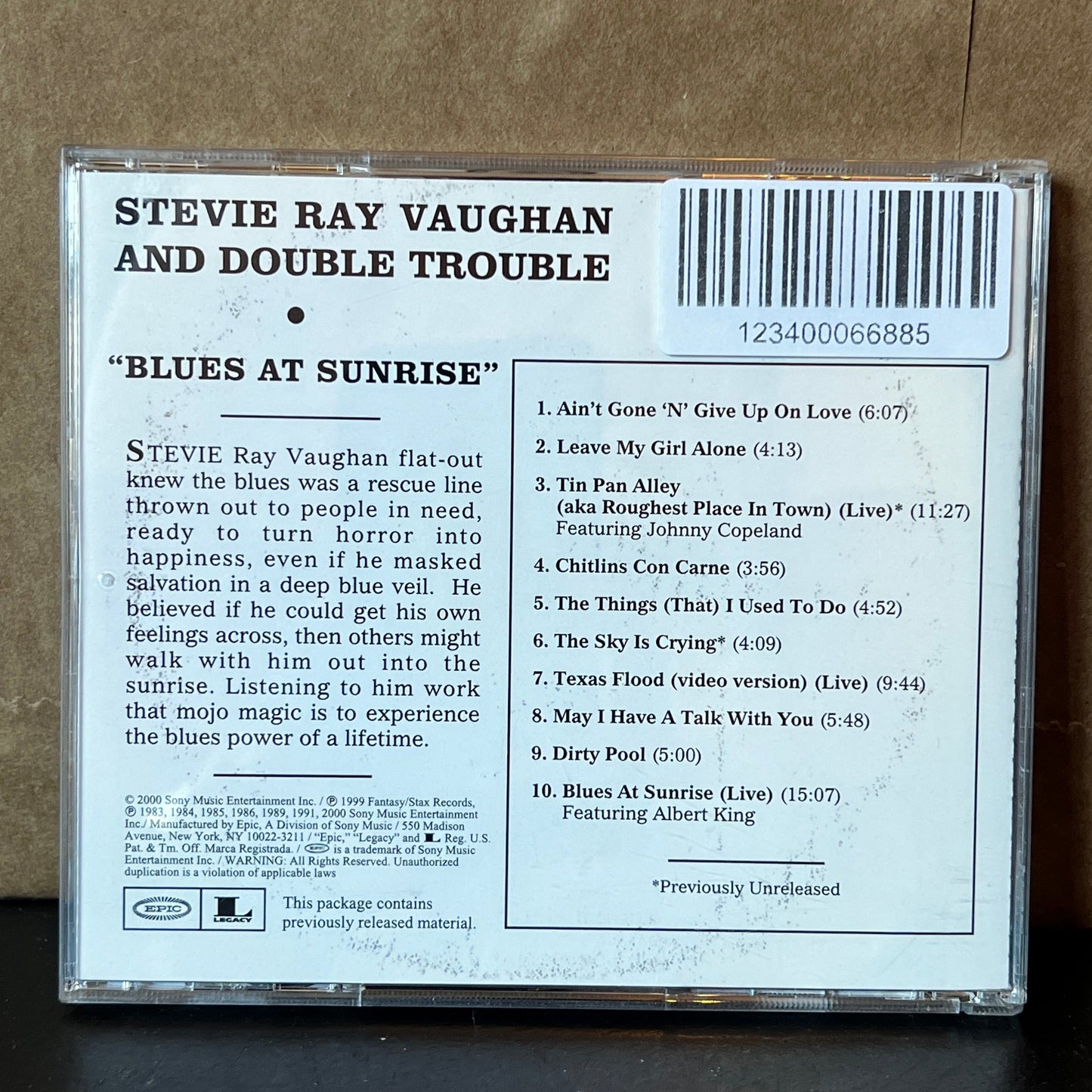 Used CD: Stevie Ray Vaughan & Double Trouble ‎"Blues At Sunrise" CD (2000 Press)