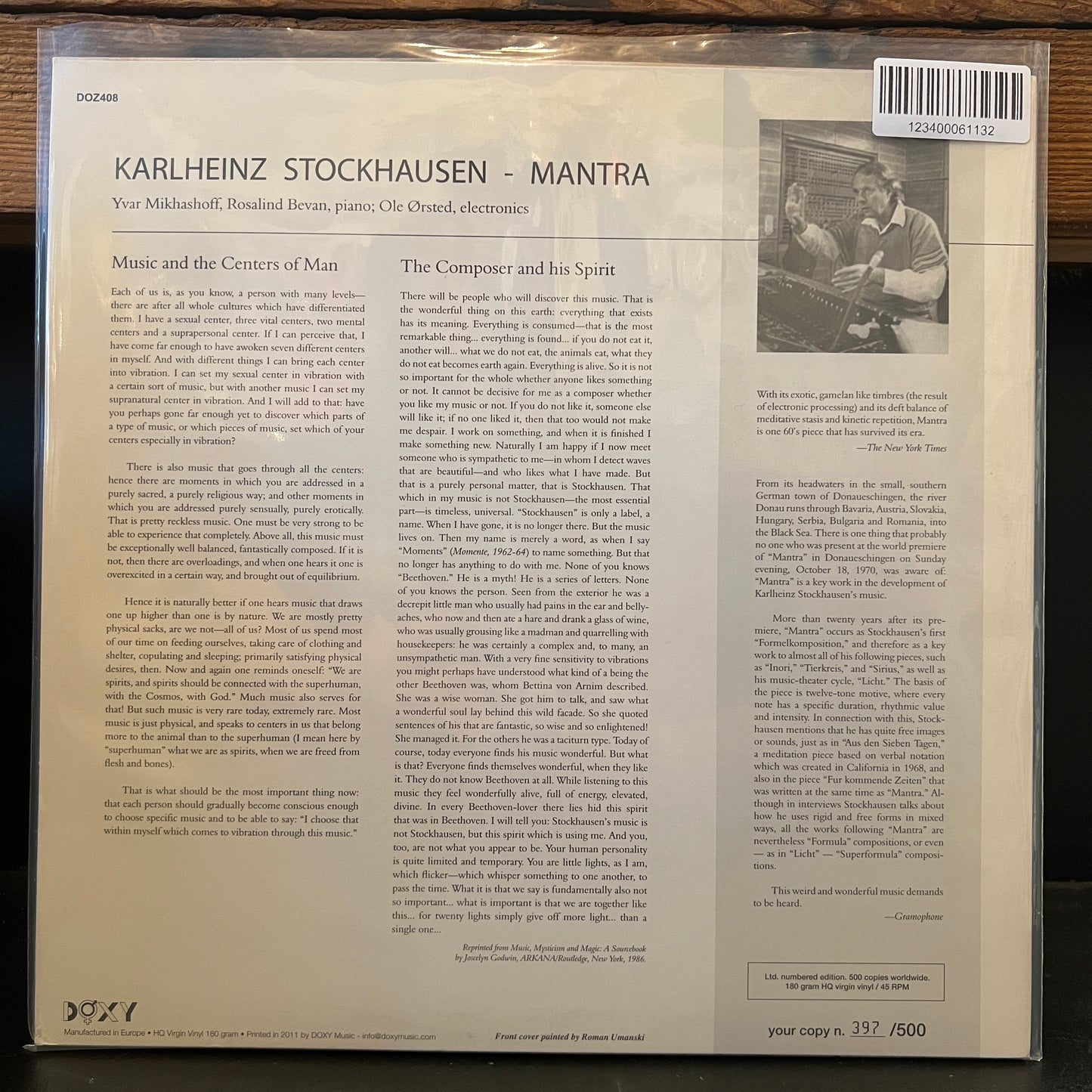 Used Vinyl: Karlheinz Stockhausen "Mantra" 2xLP (2011 Euro Press)