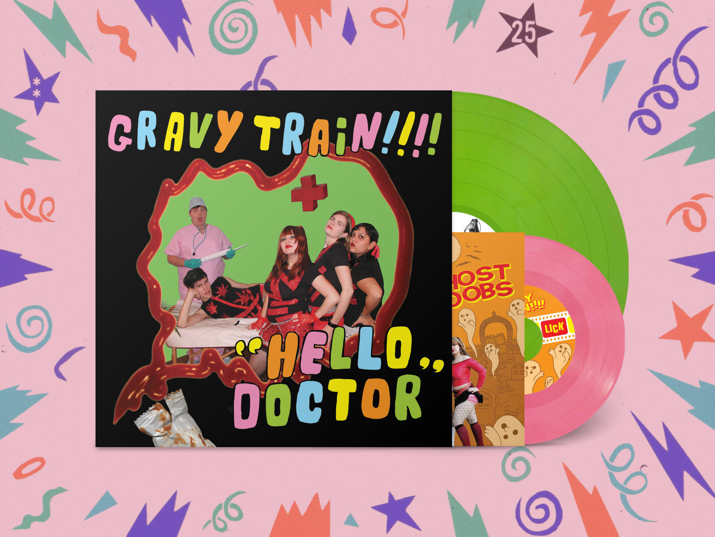 Gravy Train!!!! "Hello Doctor" LP + 7" (Lime Green/Pink)