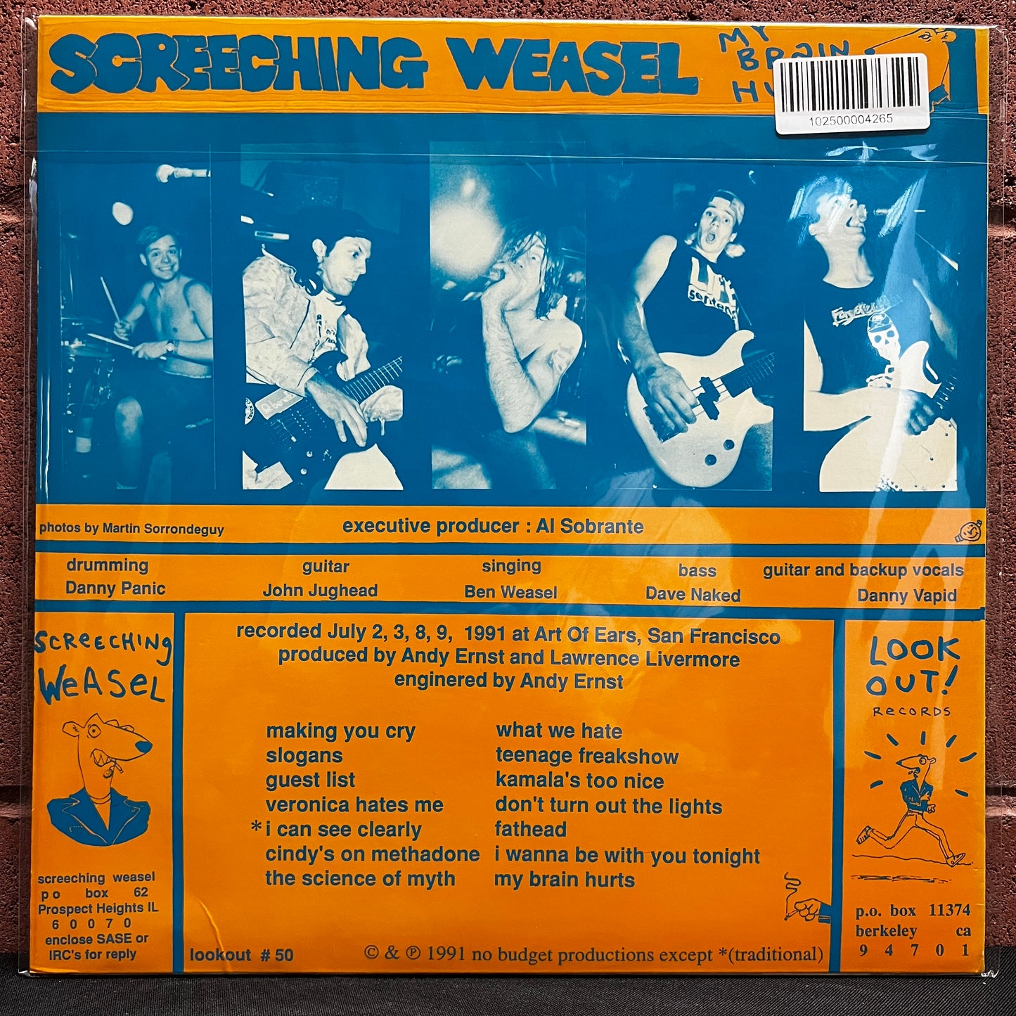 Used Vinyl: Screeching Weasel "My Brain Hurts" LP (1991 Lookout Records 1st Press)