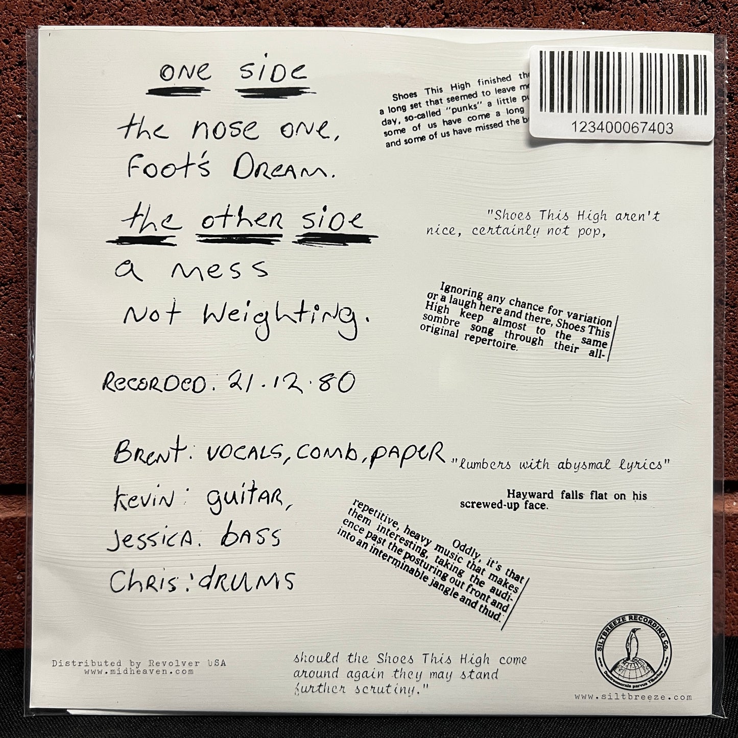 Used Vinyl: Shoes This High "S/T" 7" (2014 Press)