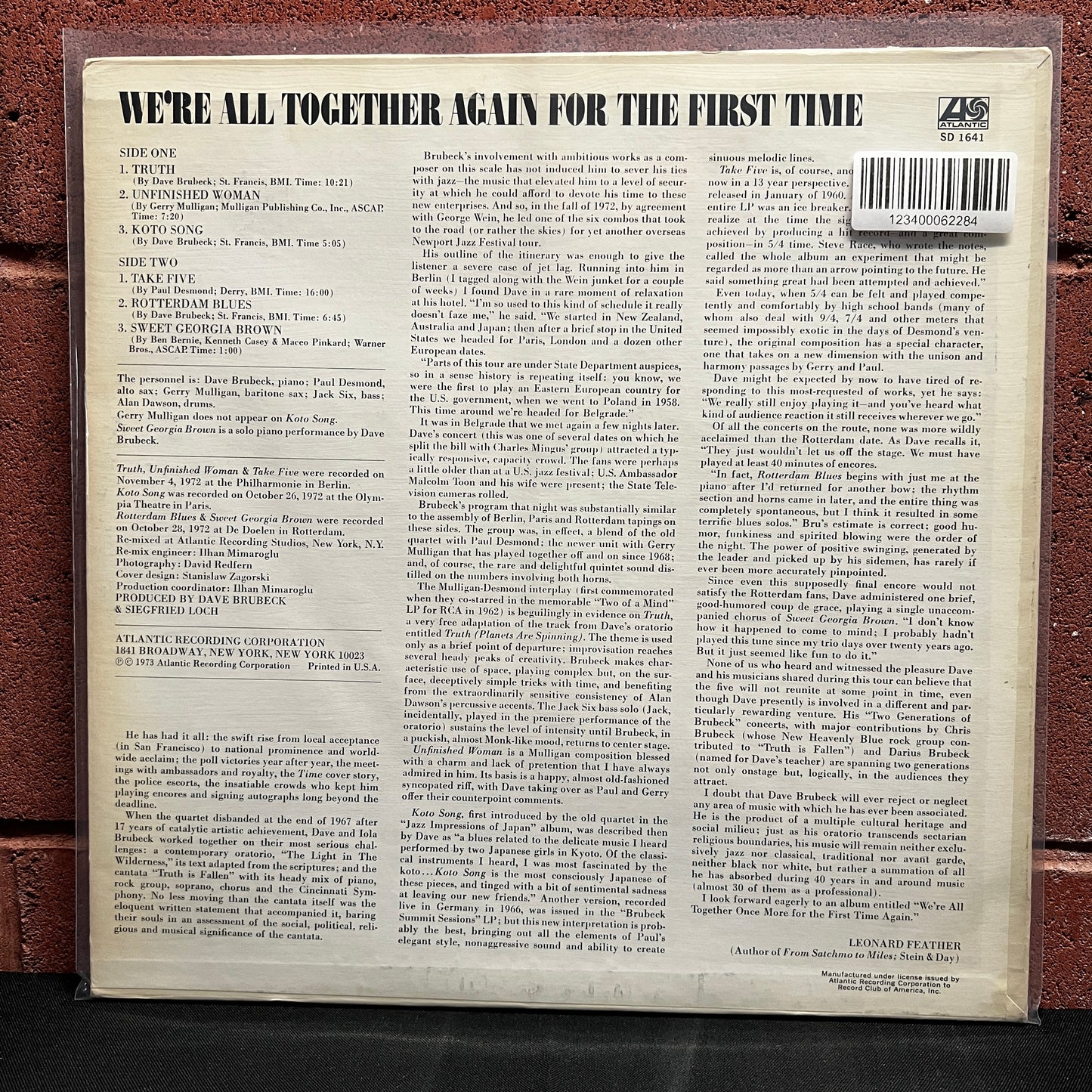 Used Vinyl: Dave Brubeck, Gerry Mulligan, Paul Desmond, Alan Dawson, Jack Six "We're All Together Again For The First Time" LP (1970's pressing)