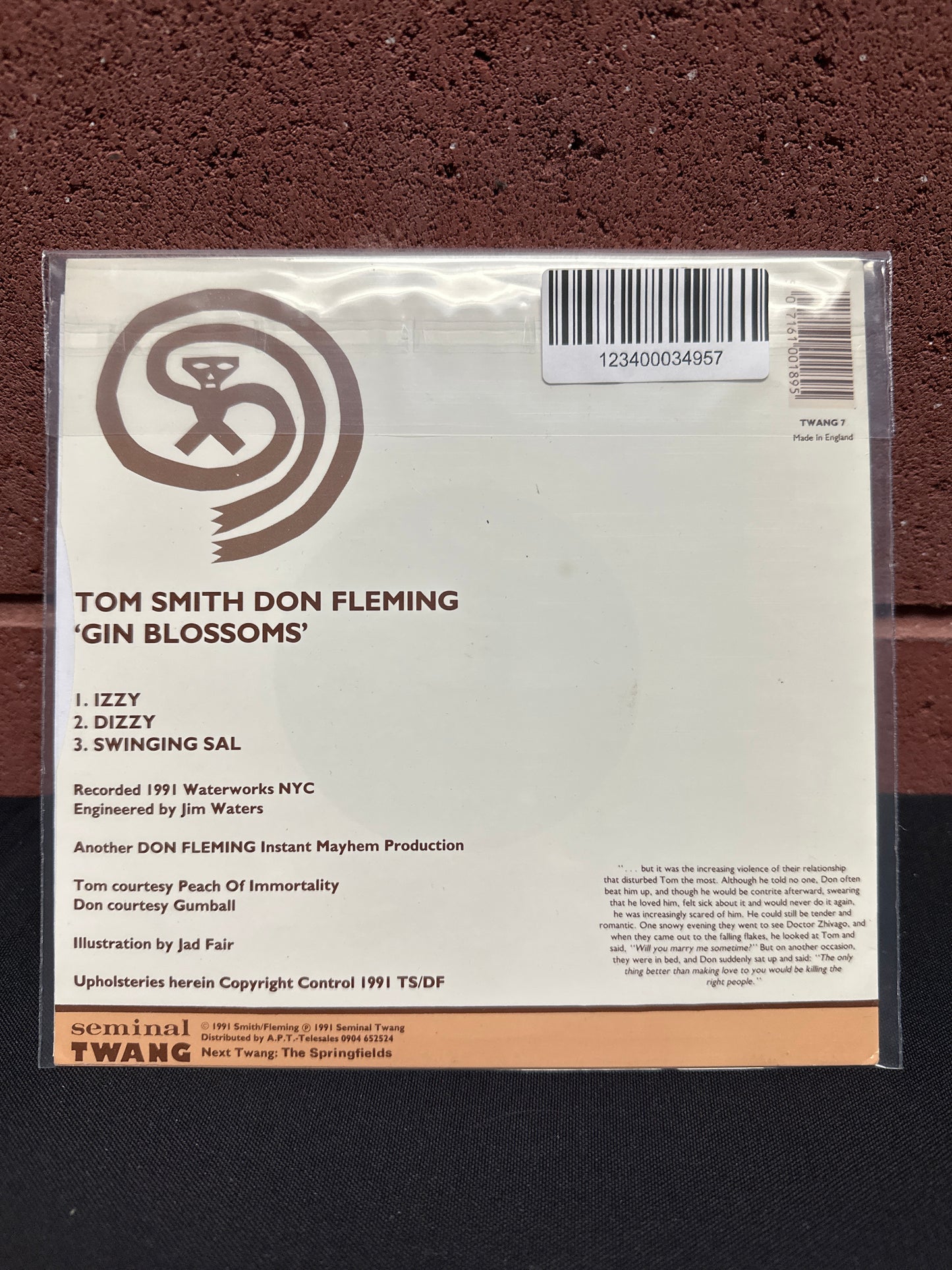 Used Vinyl:  Tom Smith , Don Fleming ”Gin Blossoms” 7"