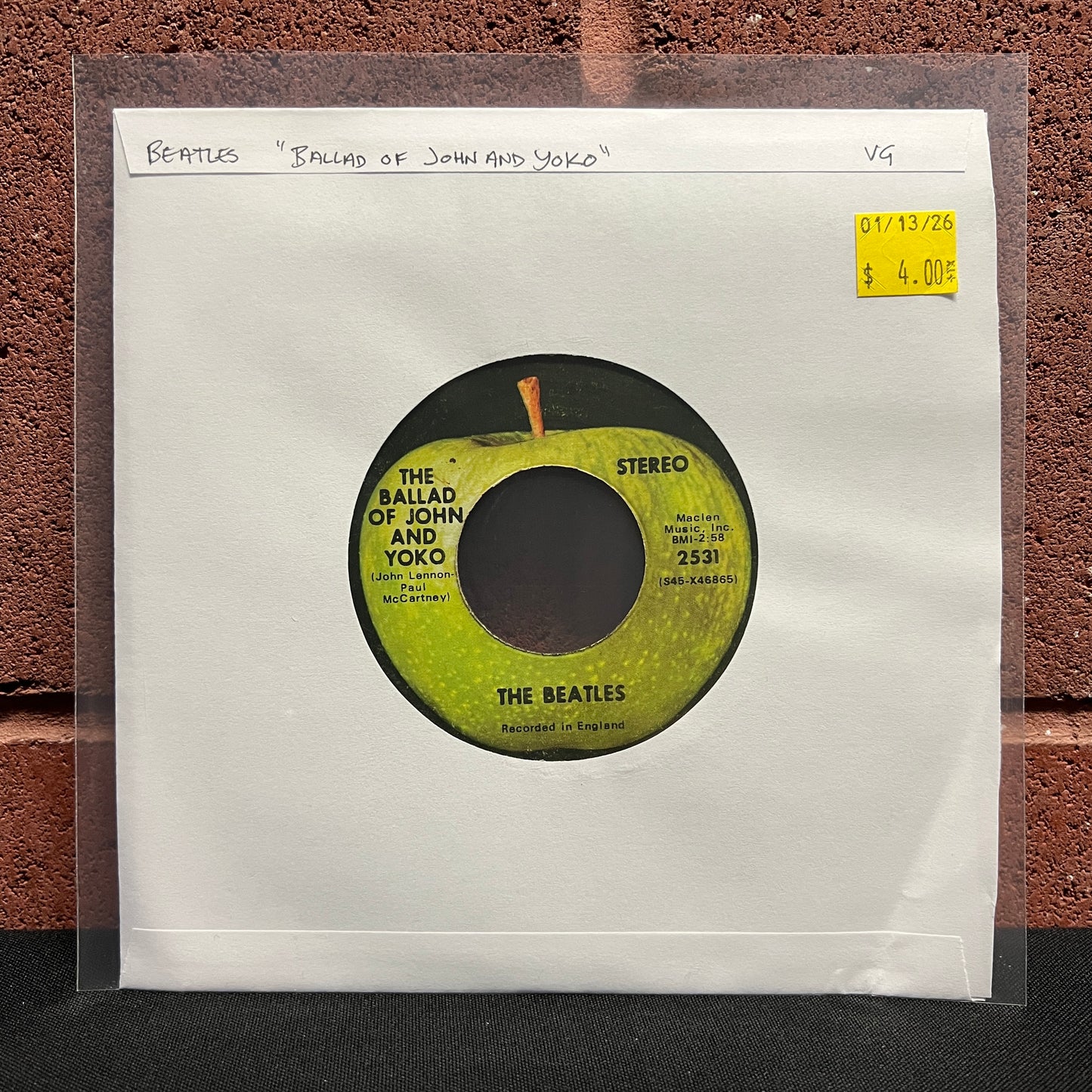 Used Vinyl: Beatles "The Ballad of John and Yoko" 7"