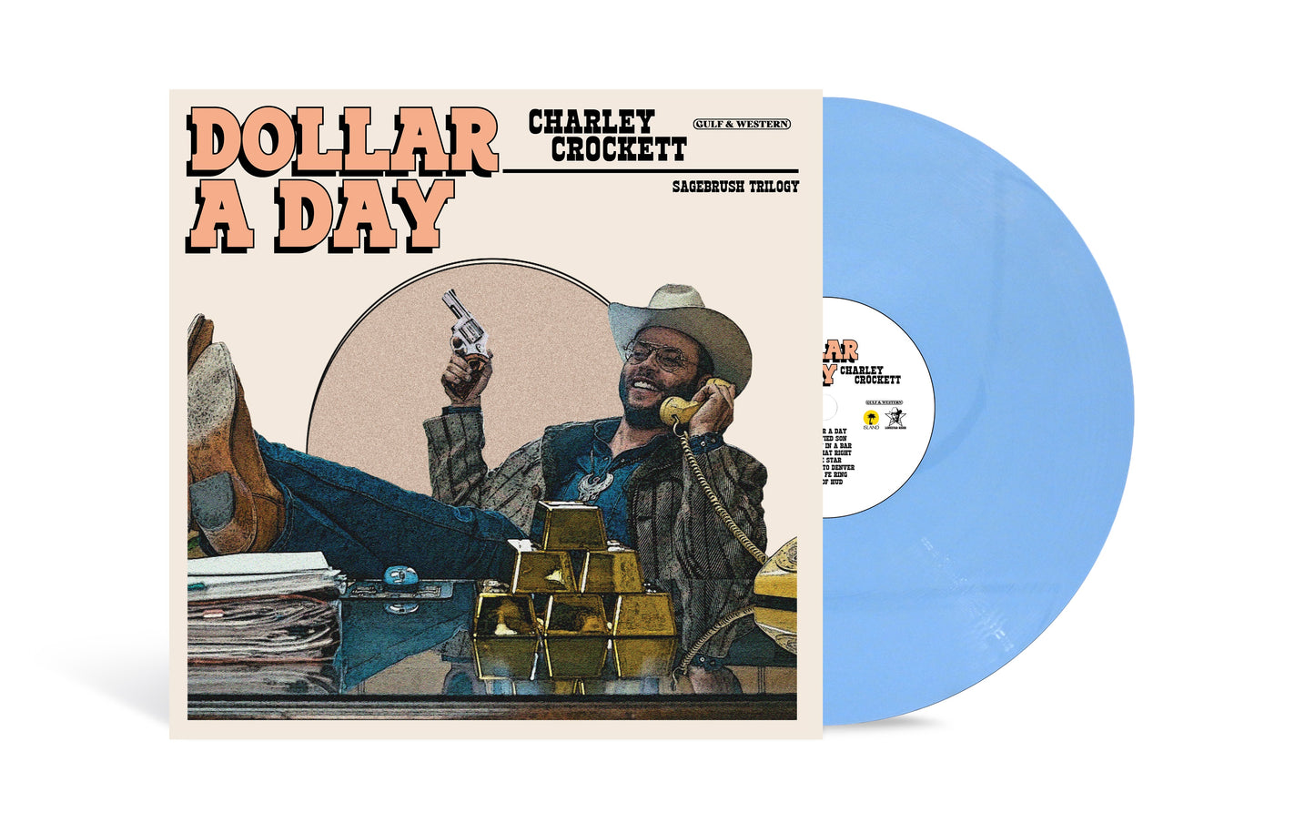 Charley Crockett "Dollar A Day" LP (Indie Exclusive Pale Cornflower Blue Vinyl, Alternate Cover)
