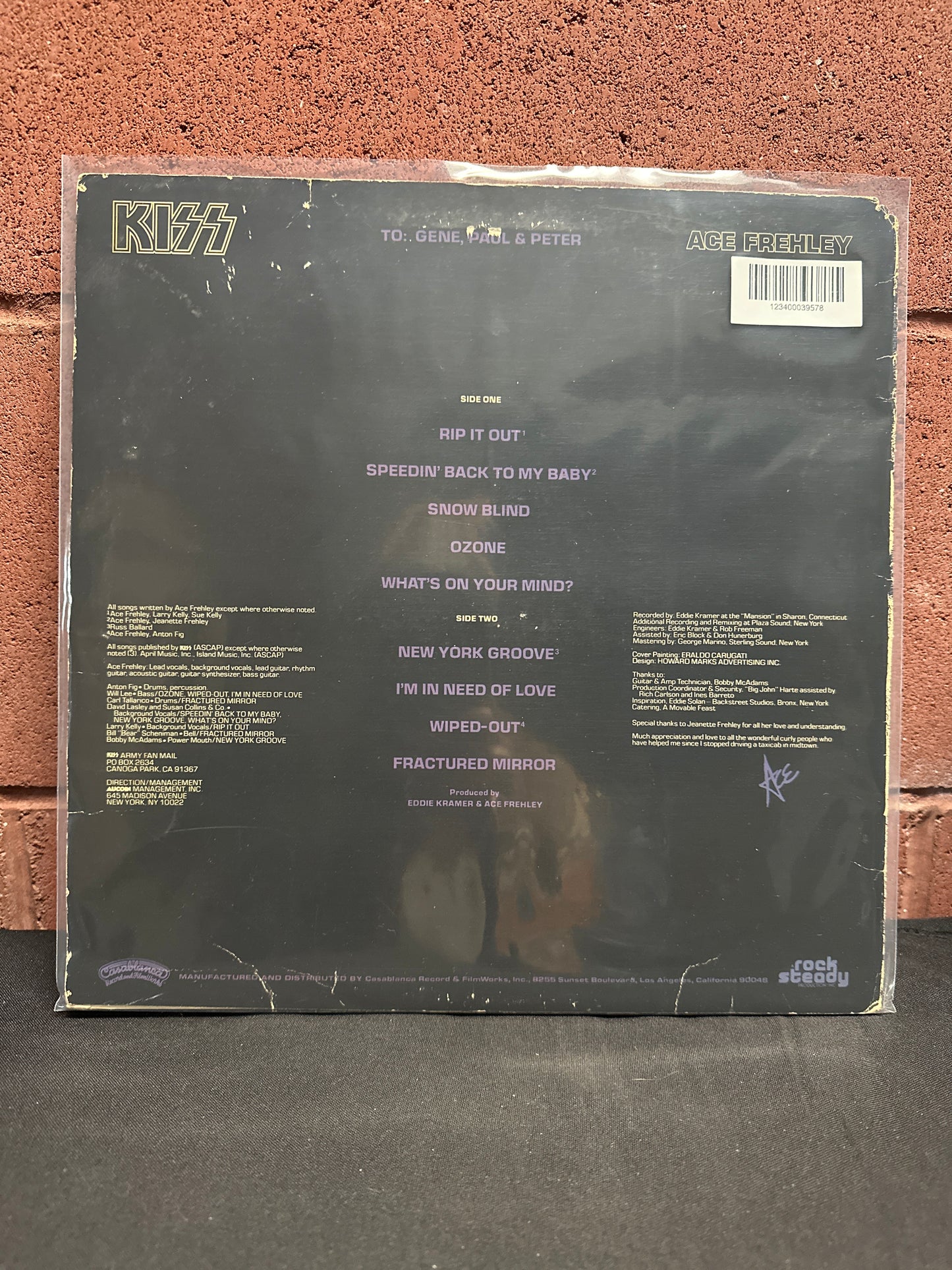 Used Vinyl:  Kiss, Ace Frehley ”Ace Frehley” LP