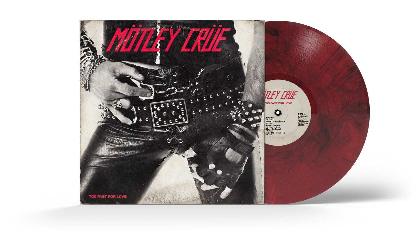 EMBARGO 9/10 PRE-ORDER: Motley Crue "Too Fast for Love (45th Anniversary Edition)" LP (Indie Exclusive Red w/ Black Smoke Vinyl)