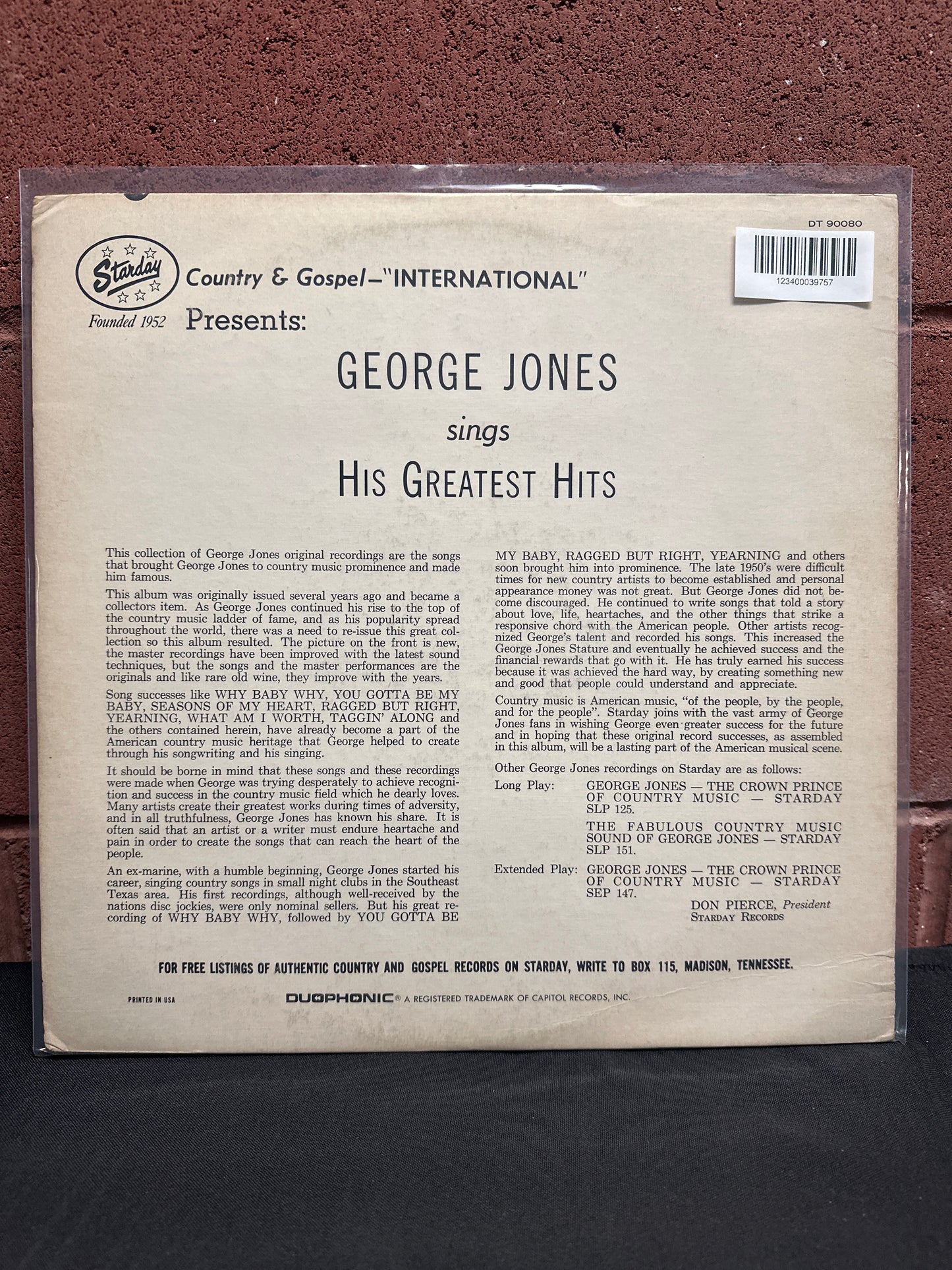 Used Vinyl: George Jones ”Sings His Greatest Hits” LP