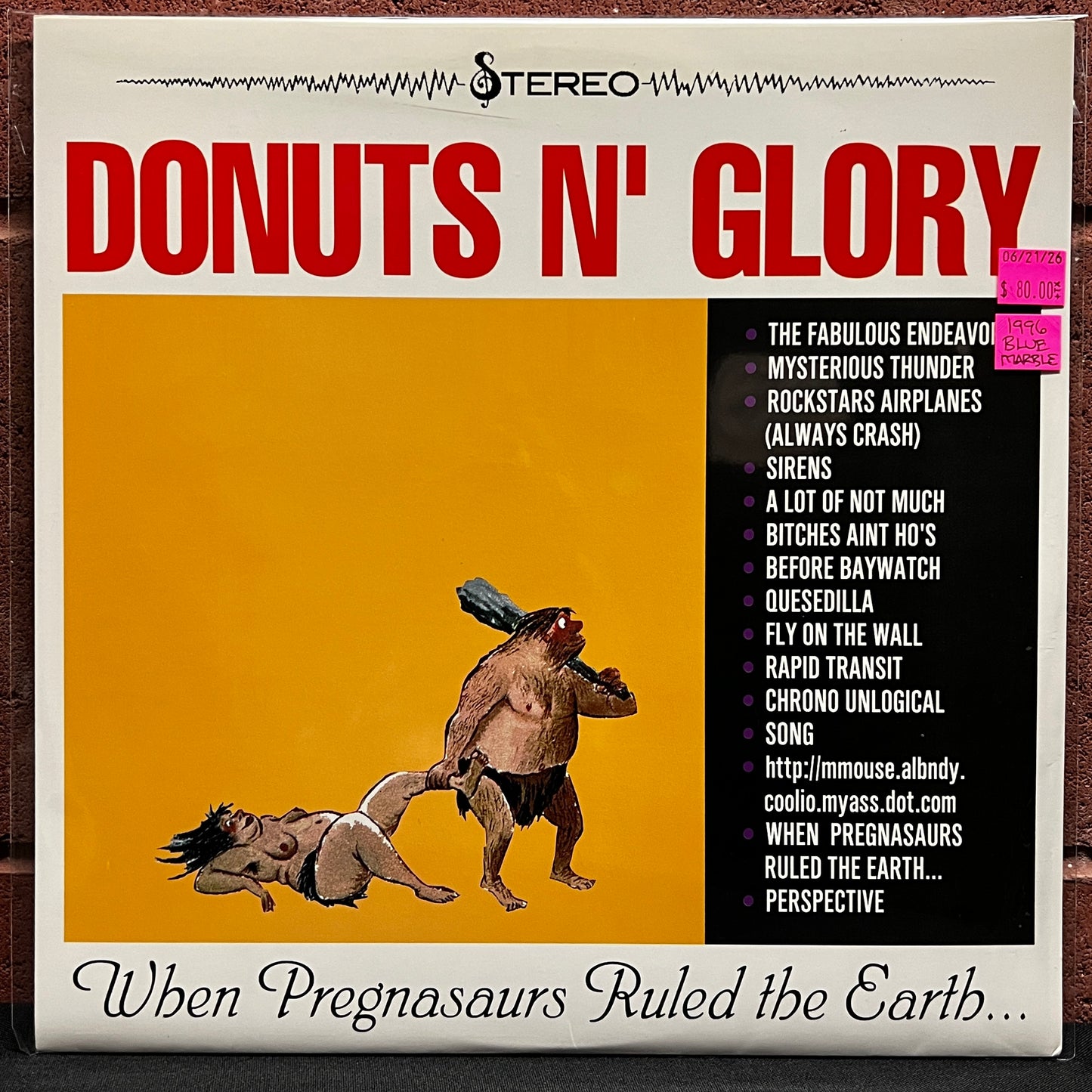 Used Vinyl: Donuts N' Glory "When Pregnasaurs Ruled The Earth" LP (1996 Press - Blue Marble Vinyl)