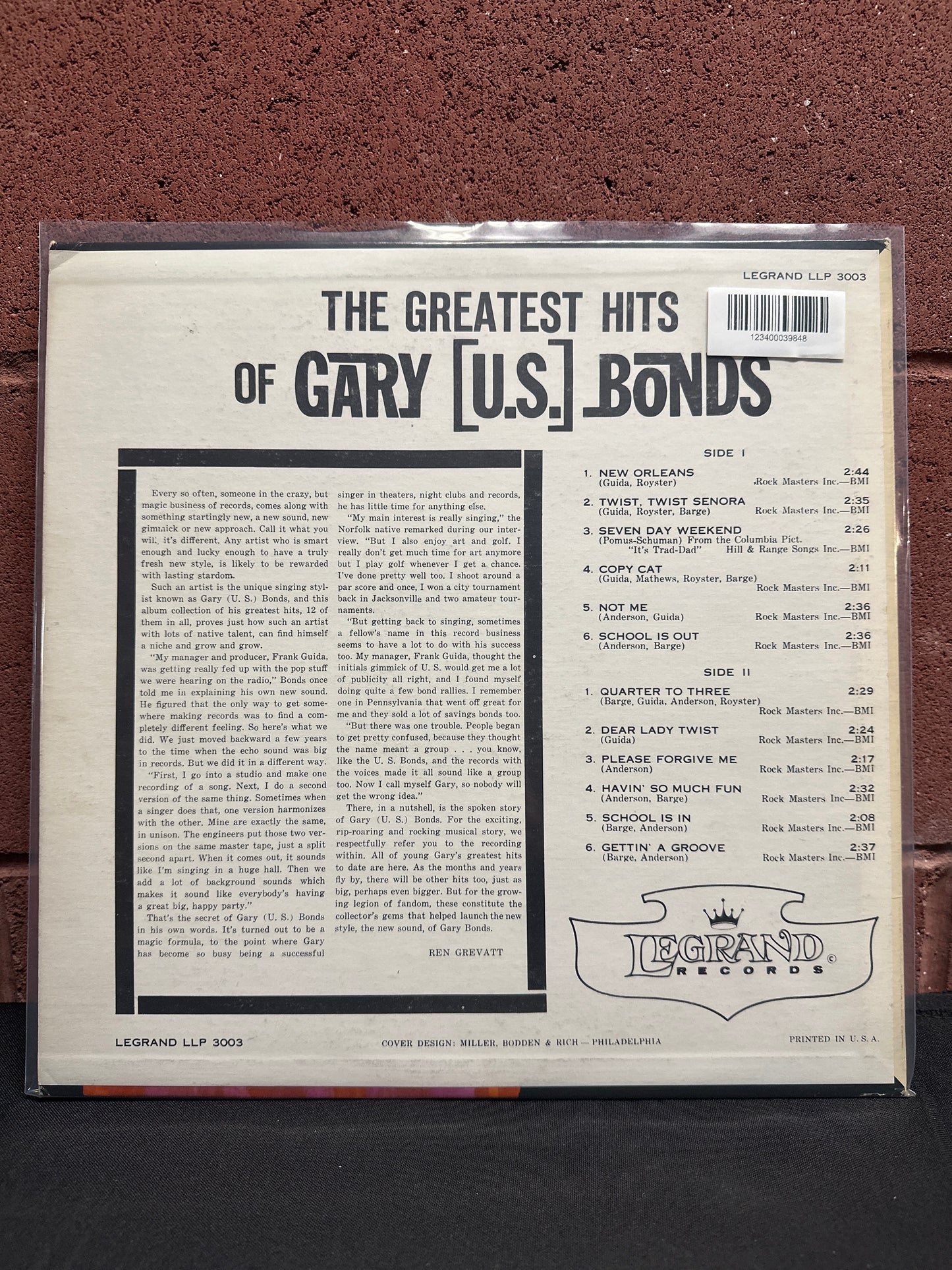 Used Vinyl: Gary (U.S.) Bonds "The Greatest Hits of Gary (U.S.) Bonds" LP