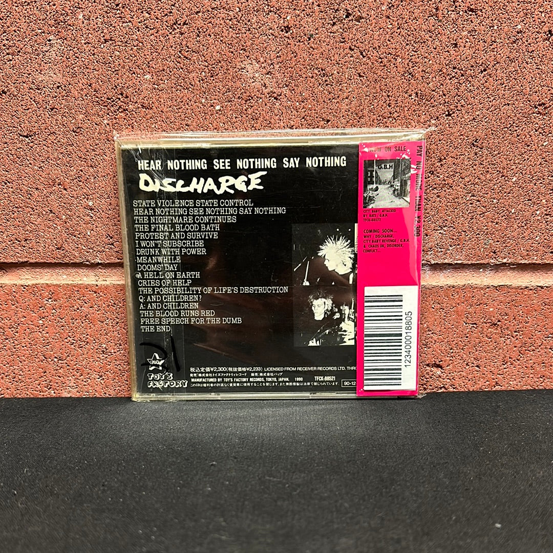 Used CD:  Discharge "Hear Nothing See Nothing Say Nothing" CD (Japanese Press)