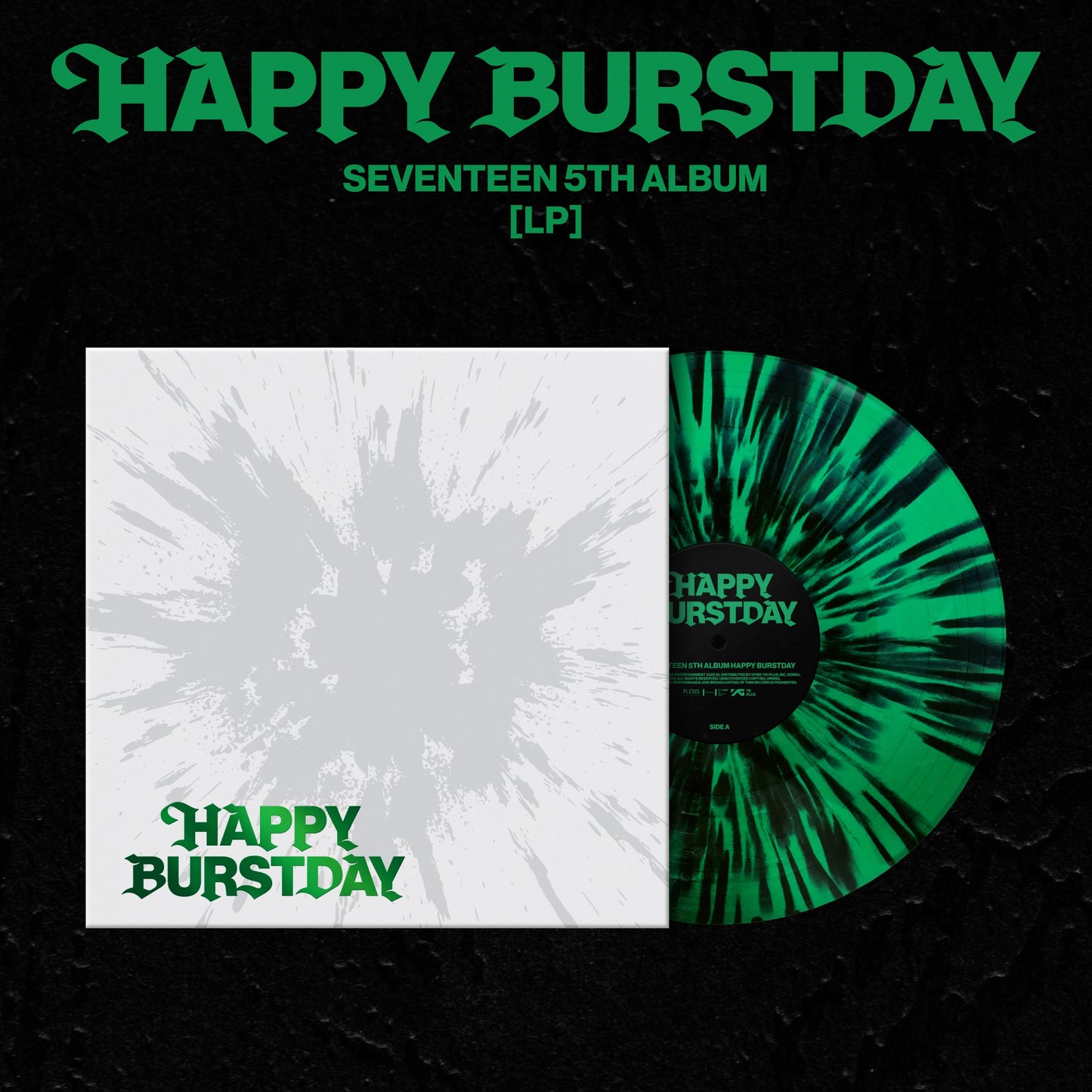 DAMAGED: SEVENTEEN "SEVENTEEN 5th Album 'HAPPY BURSTDAY'" LP (Black Splatter on Evergreen Vinyl)