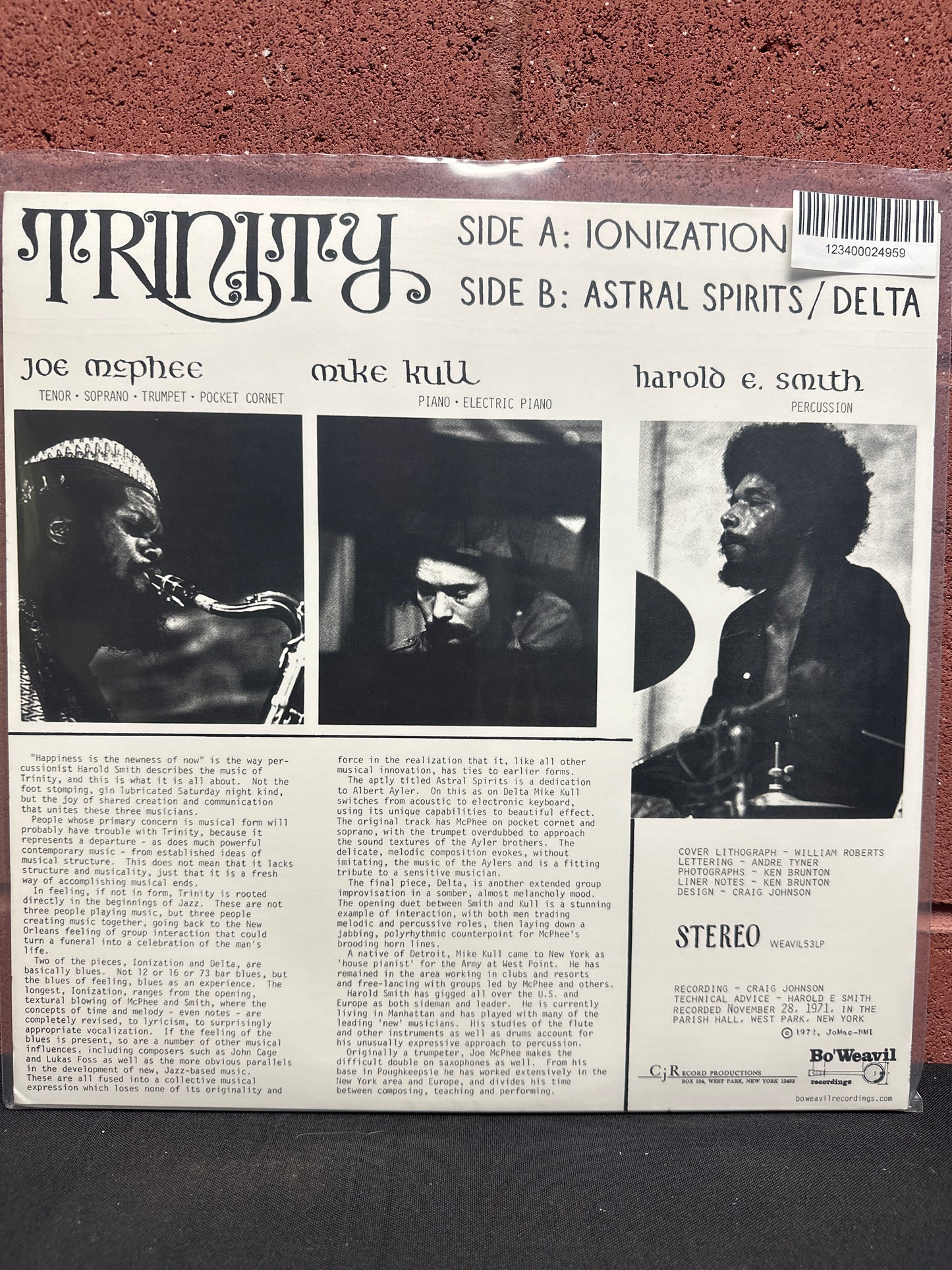 Used Vinyl:  Harold E. Smith • Mike Kull • Joe McPhee ”Trinity” LP