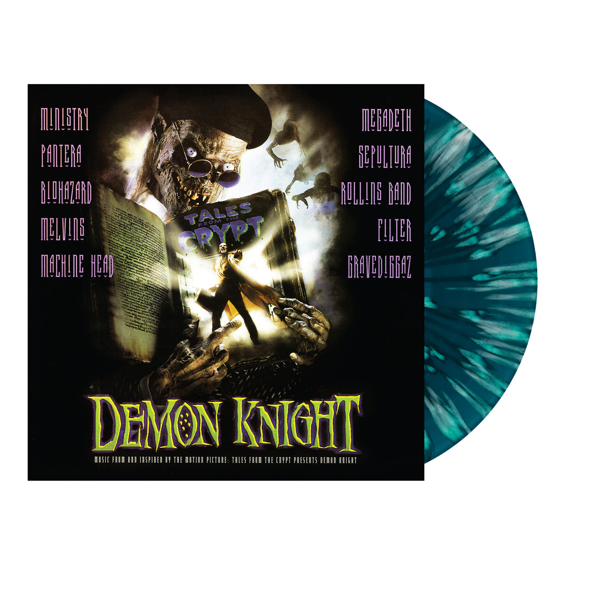 PRE-ORDER: V/A "Tales from the Crypt Presents: Demon Knight (OST)" LP (Blue & White "Cryptkeeper" Halloween Splatter Vinyl)
