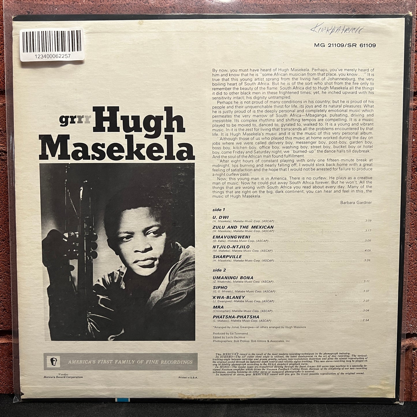 Used Vinyl: Hugh Masekela "Grrr" LP (1966 Mono press)