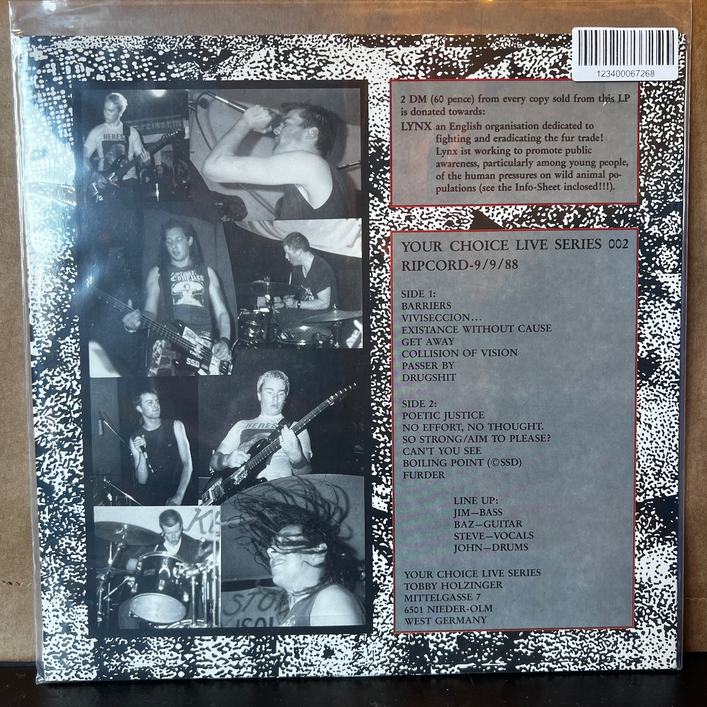 Used Vinyl: Ripcord "Your Choice Live Series" LP (1988 German Press)